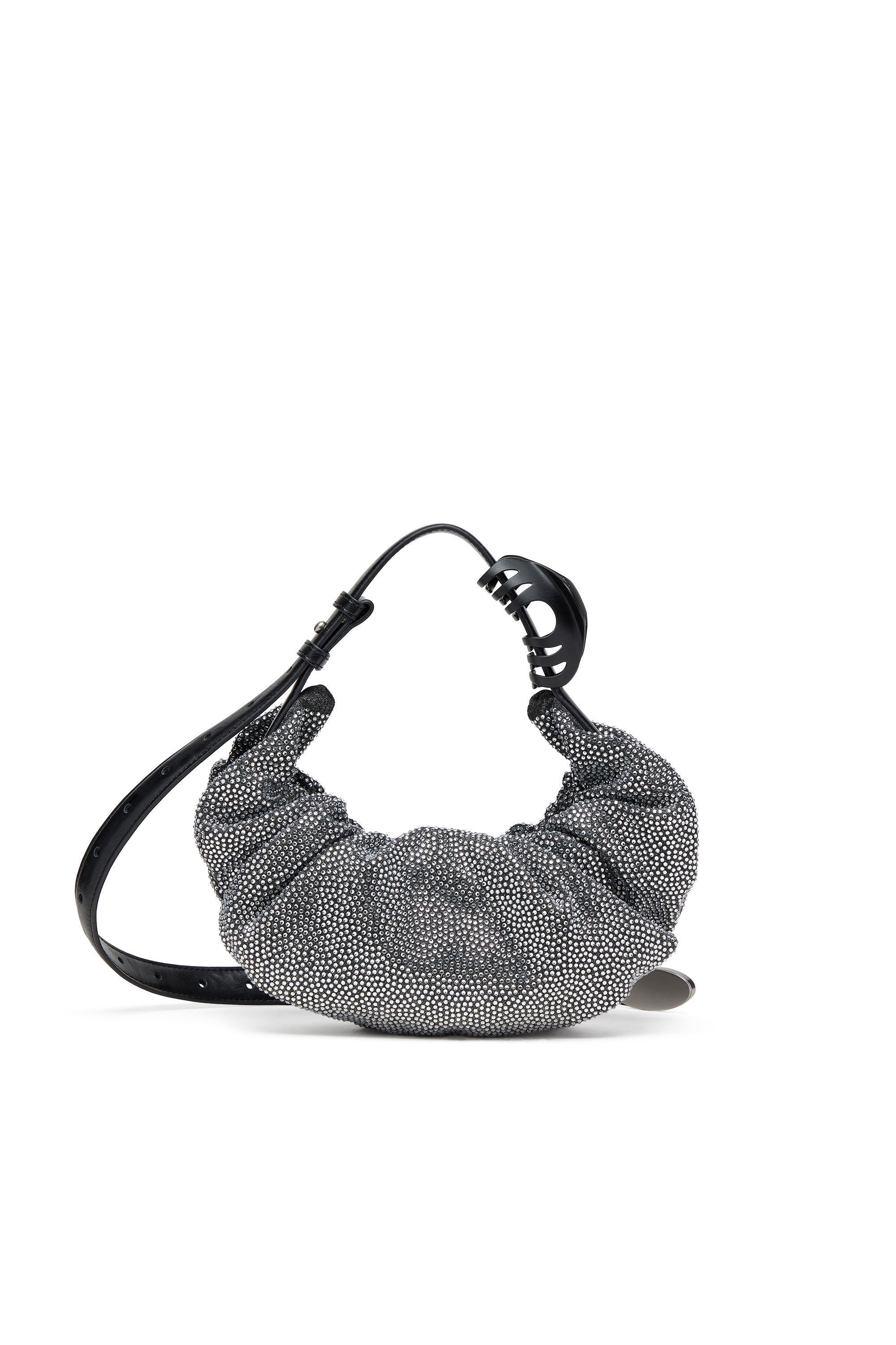 Diesel - GRAB-D HOBO S, Grab-D S-Borsa hobo piccola in denim scrunched con cristalli Donna in Nero - 3