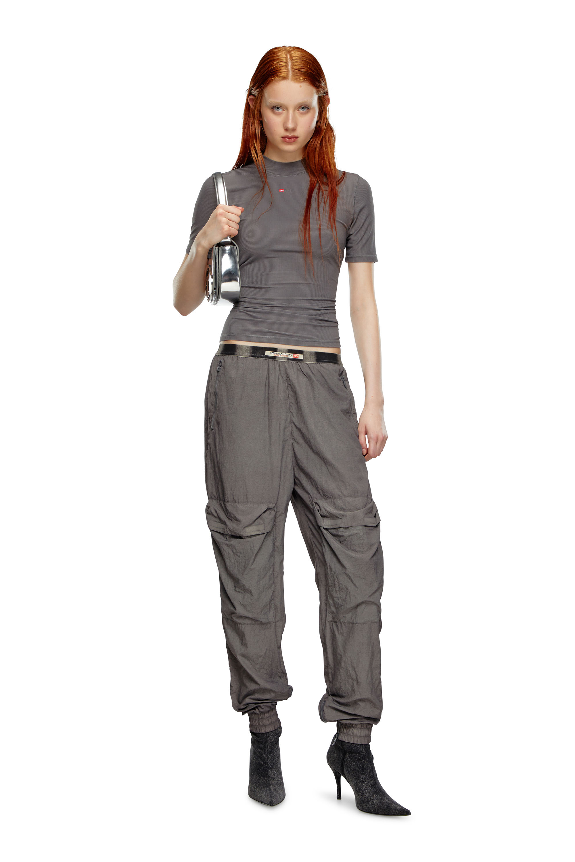Diesel - P-ARADISE, Woman Cargo pants in faded nylon in Grey - Image 2