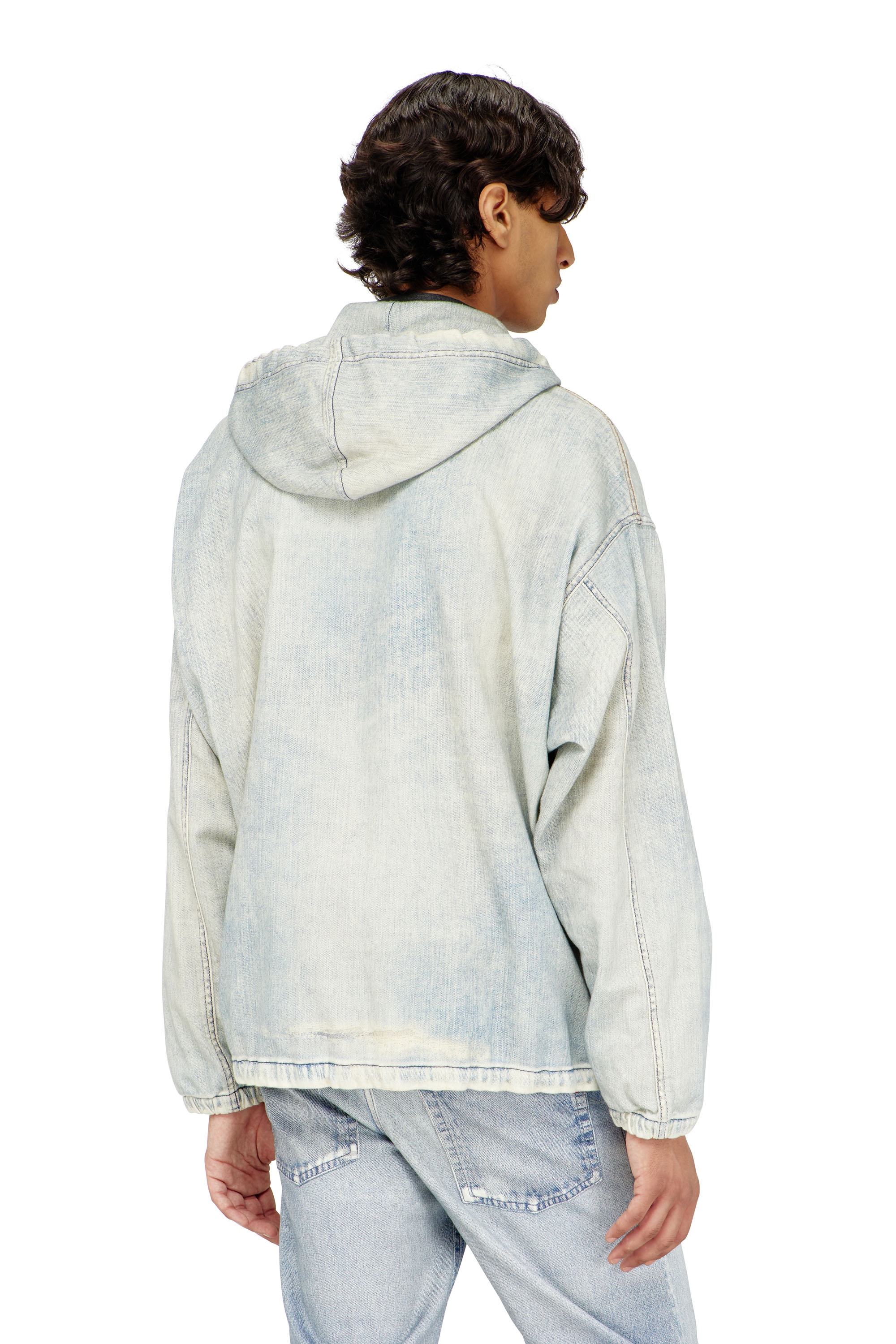 Diesel - D-WYNNY JOGG, Giacca JoggJeans con cappuccio effetto trompe l&rsquo;oeil Uomo in Blu - 4