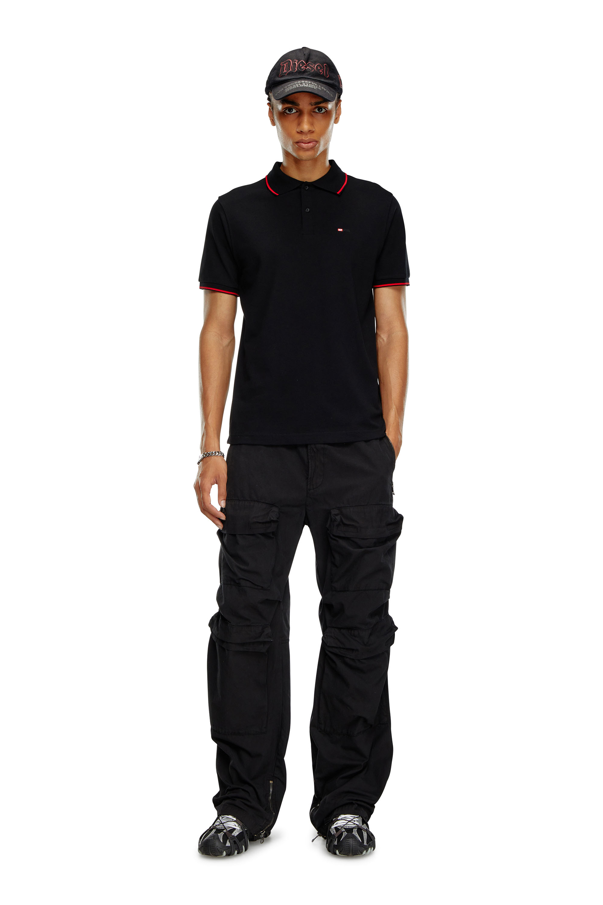 Diesel - T-FERRY-MICRODIV, Homme Polo avec micro broderie Diesel in Noir - Image 2