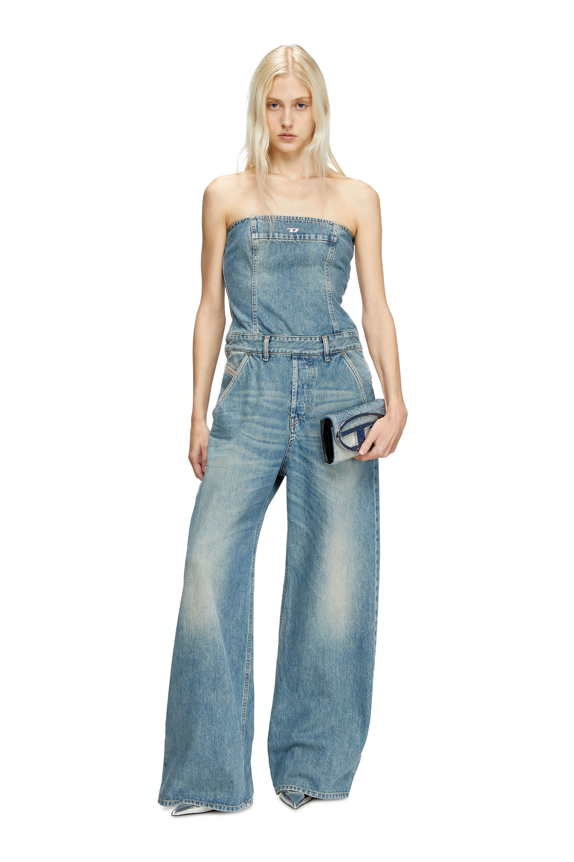 Diesel - DE-BRIDE, Combinaison sans bretelles en denim Femme in Bleu - 1