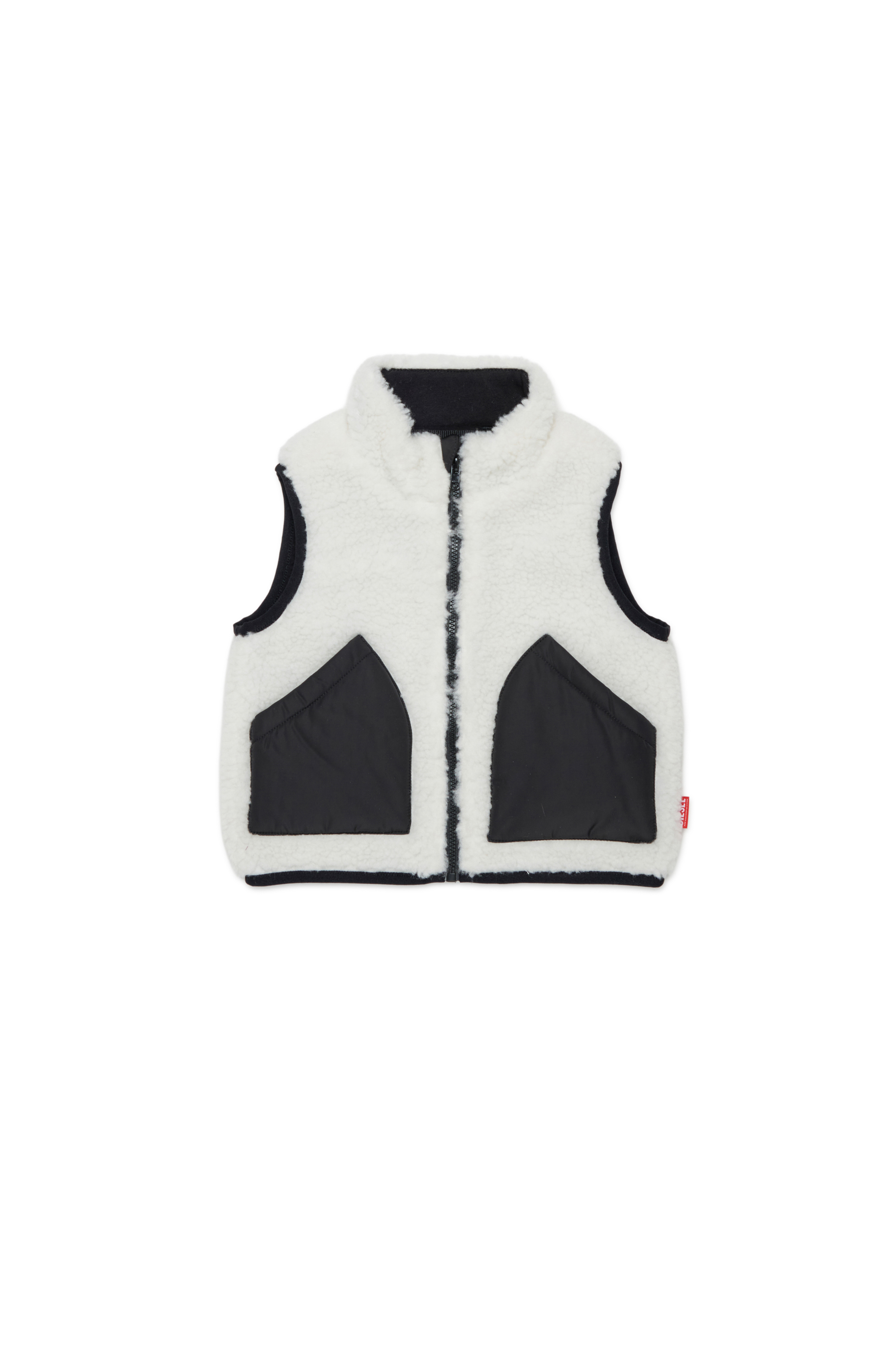 Diesel - JSEARB, Herren Colour-block Weste aus Teddyfleece und Nylon in Wei&szlig; - 1