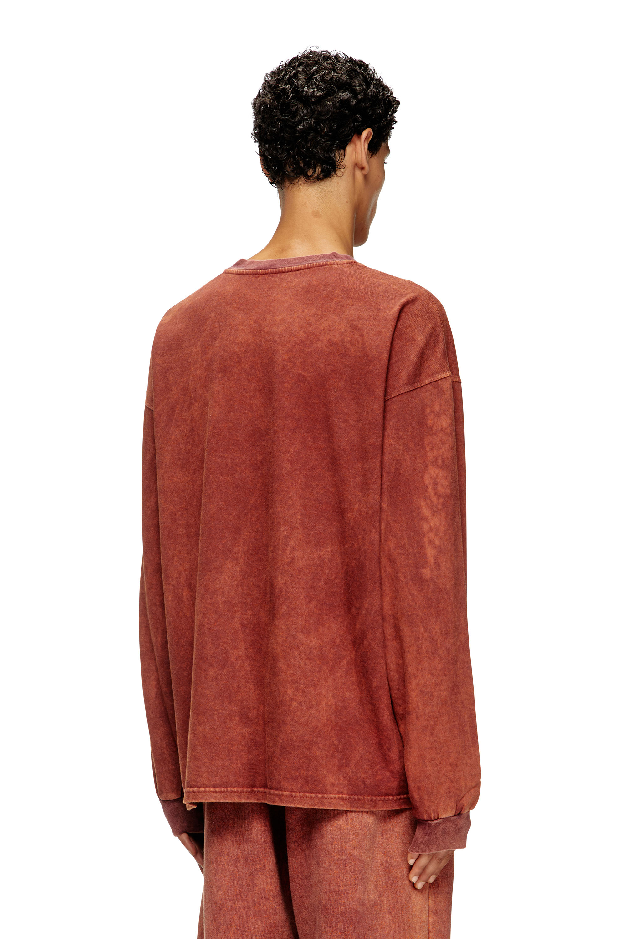 Diesel - T-BOXT-LS-T3, T-shirt en coton à manches longues Homme in Marron - 4