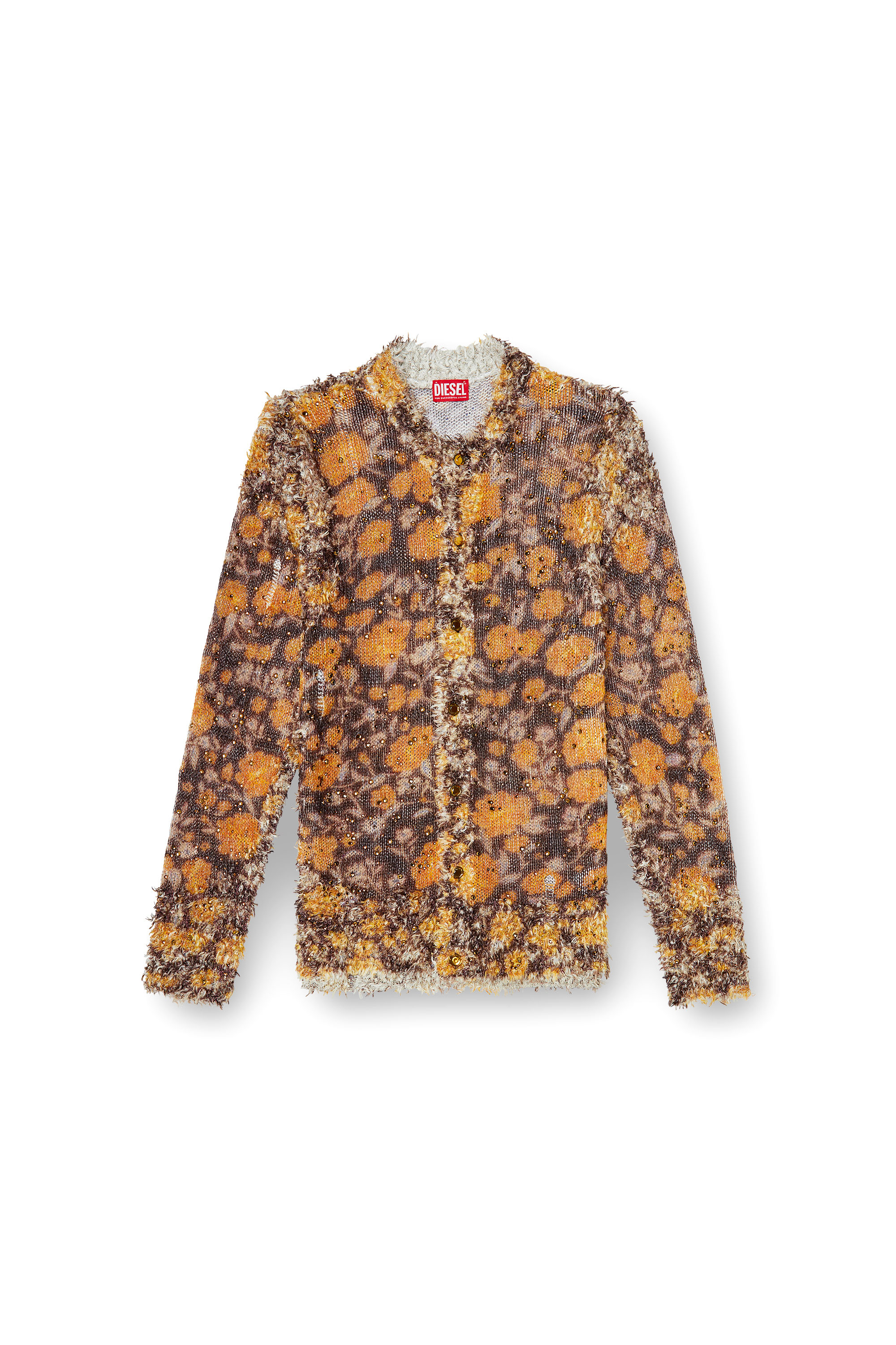 Diesel - K-LINNUS, Cardigan in misto lino stampato con cristalli Uomo in Multicolor - 2