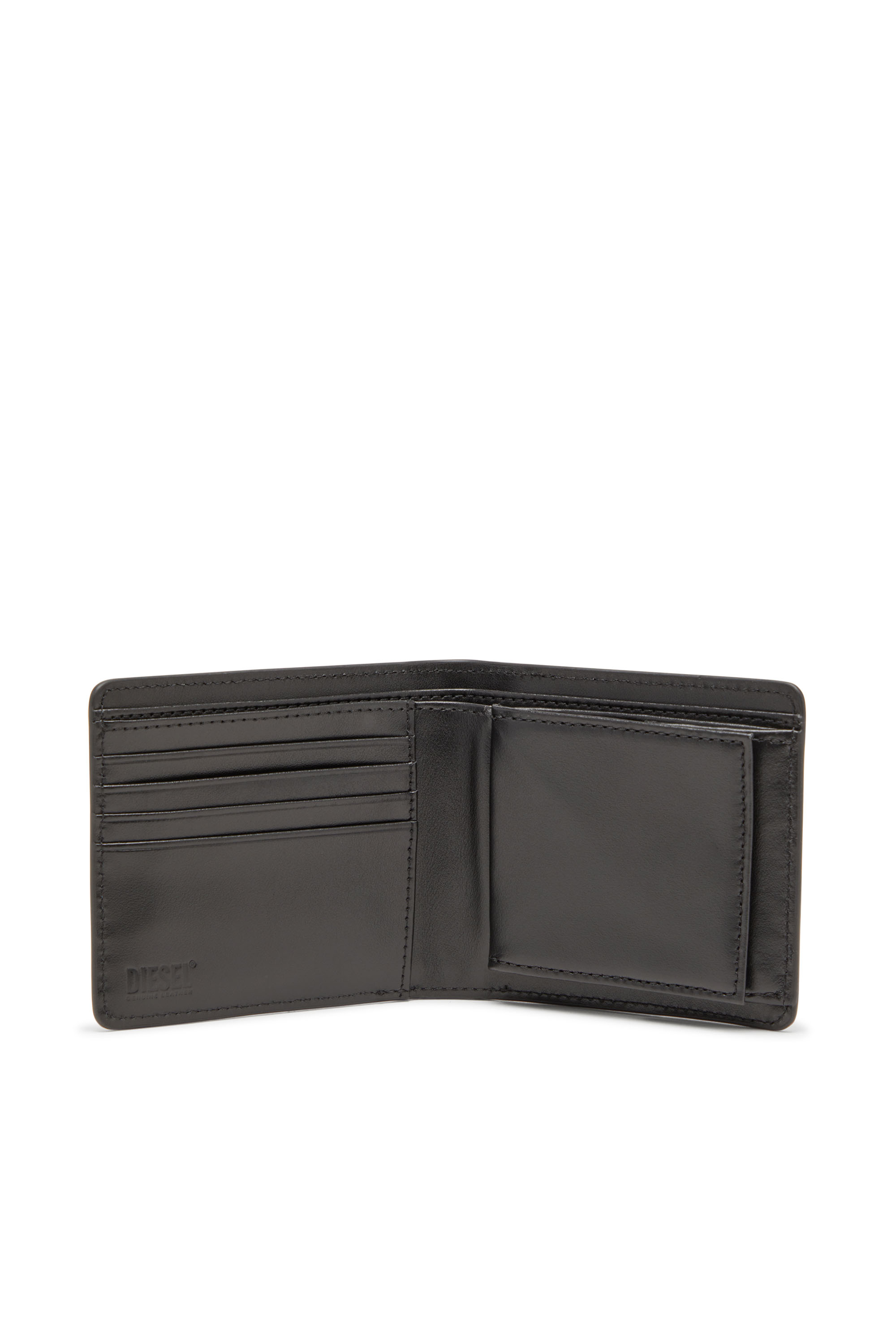 Diesel - HOLI-D BI FOLD COIN S 3D, Unisex Bifold-Portemonnaie aus gleder in Schwarz - 3