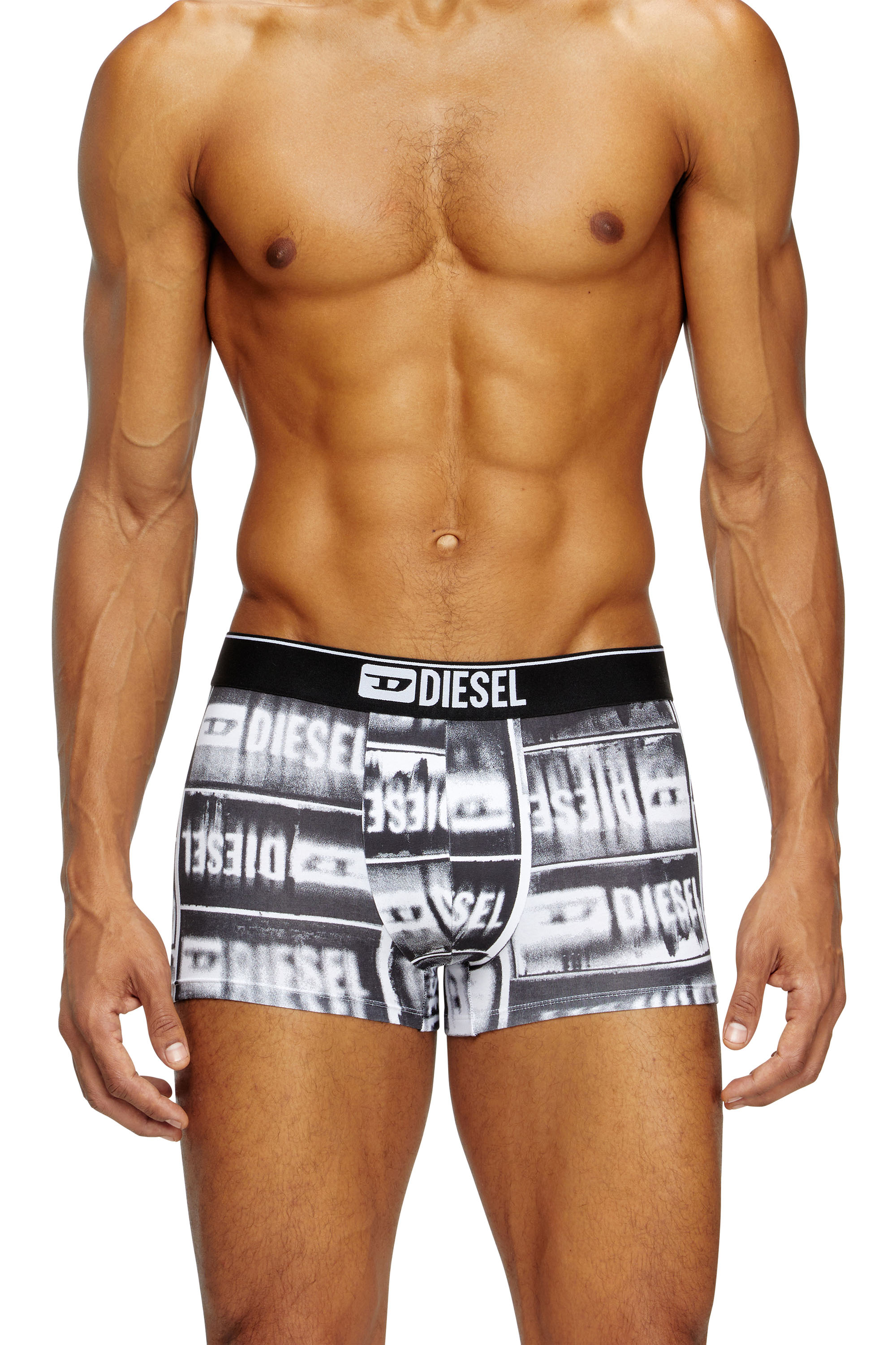 Diesel - DAMIEN-D-BOX, Boxer avec imprim&eacute; &agrave; logo d&eacute;lav&eacute; Homme in Noir - 2