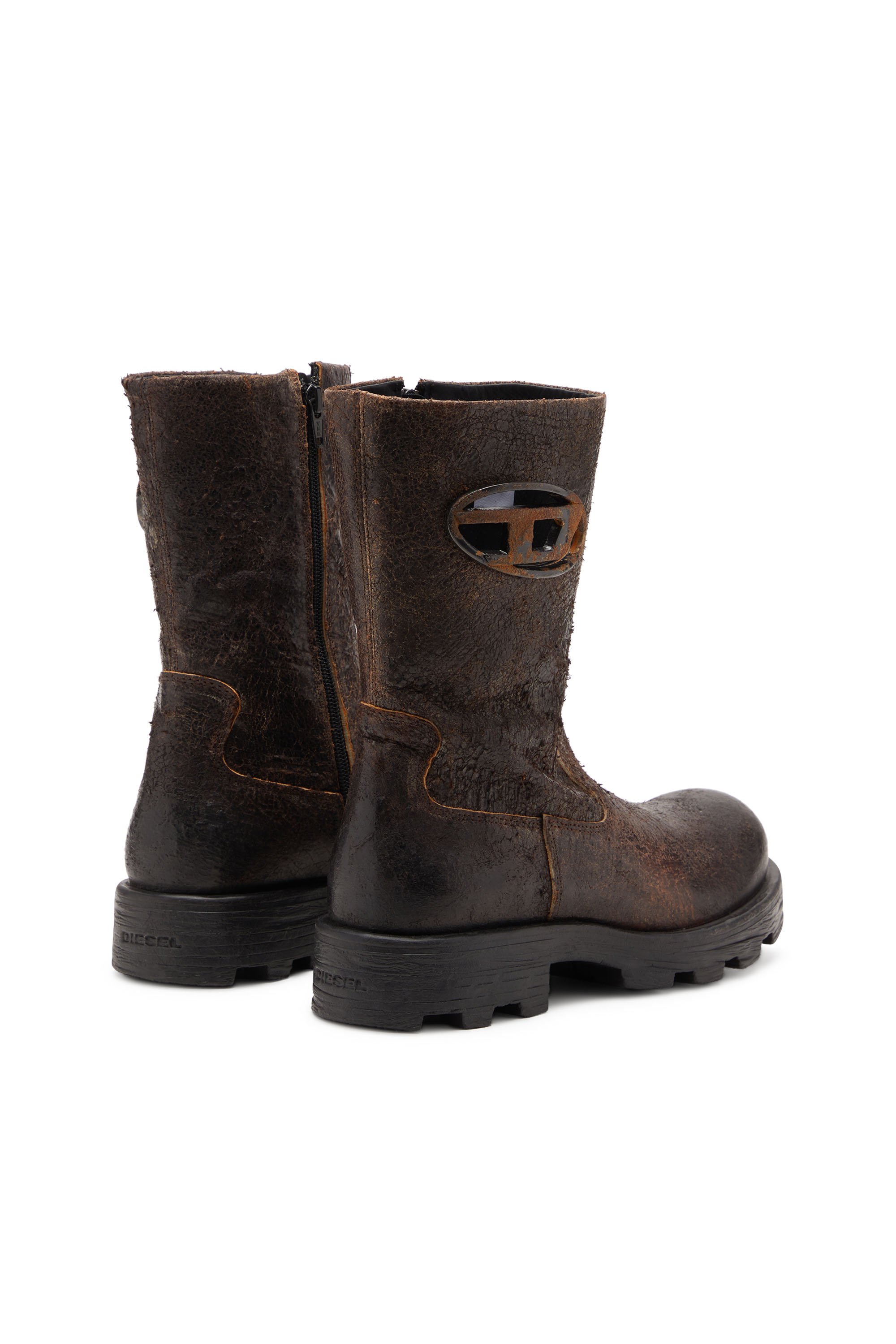Diesel - D-HAMMER BKR D W, D-Hammer-Bottes de motard en suède craquelé vieilli Femme in ToBeDefined - 3