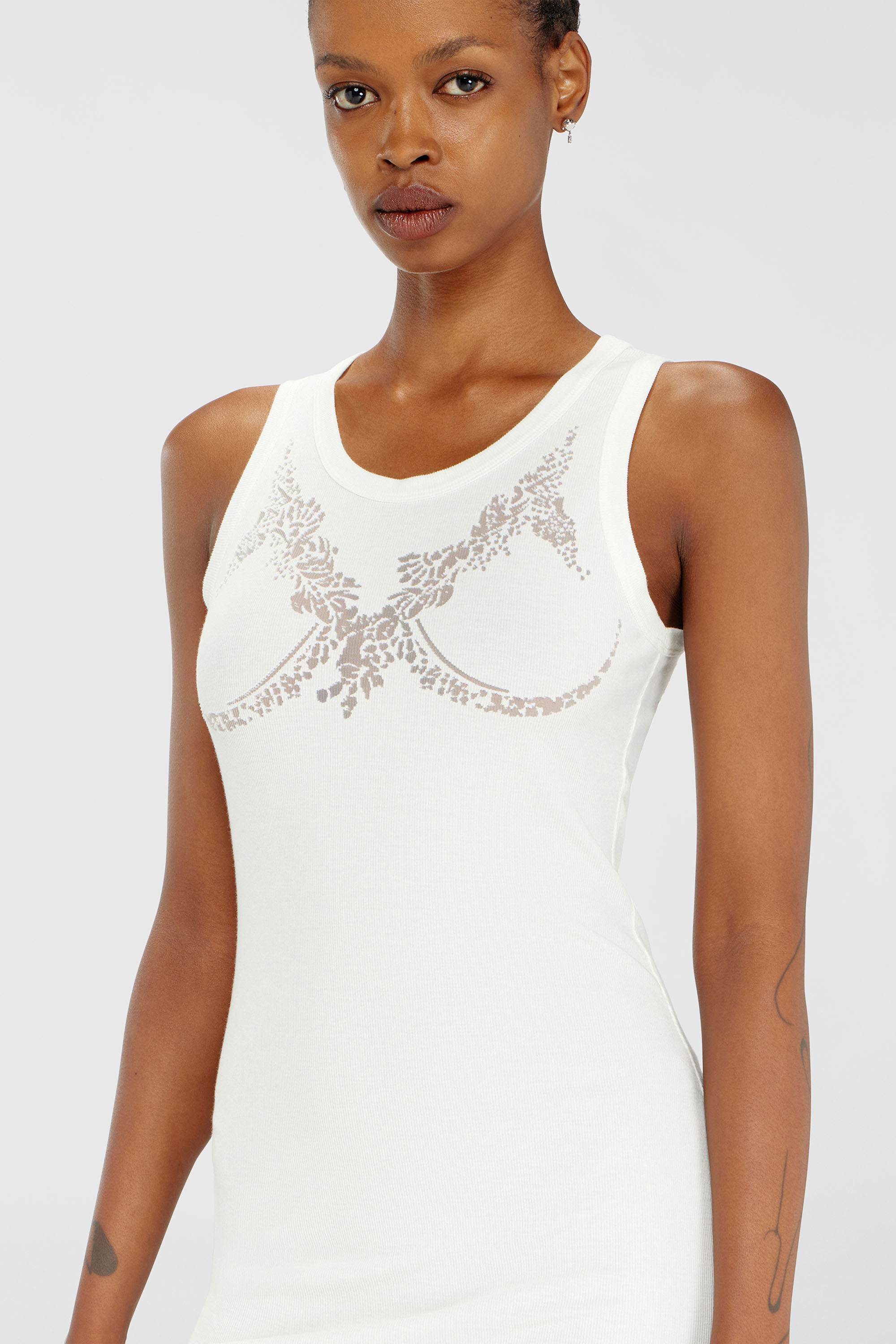 Diesel - PR-D-ANKI-LACE-R, Robe mini tank effet dentelle d&eacute;vor&eacute;e Femme in Blanc - 5