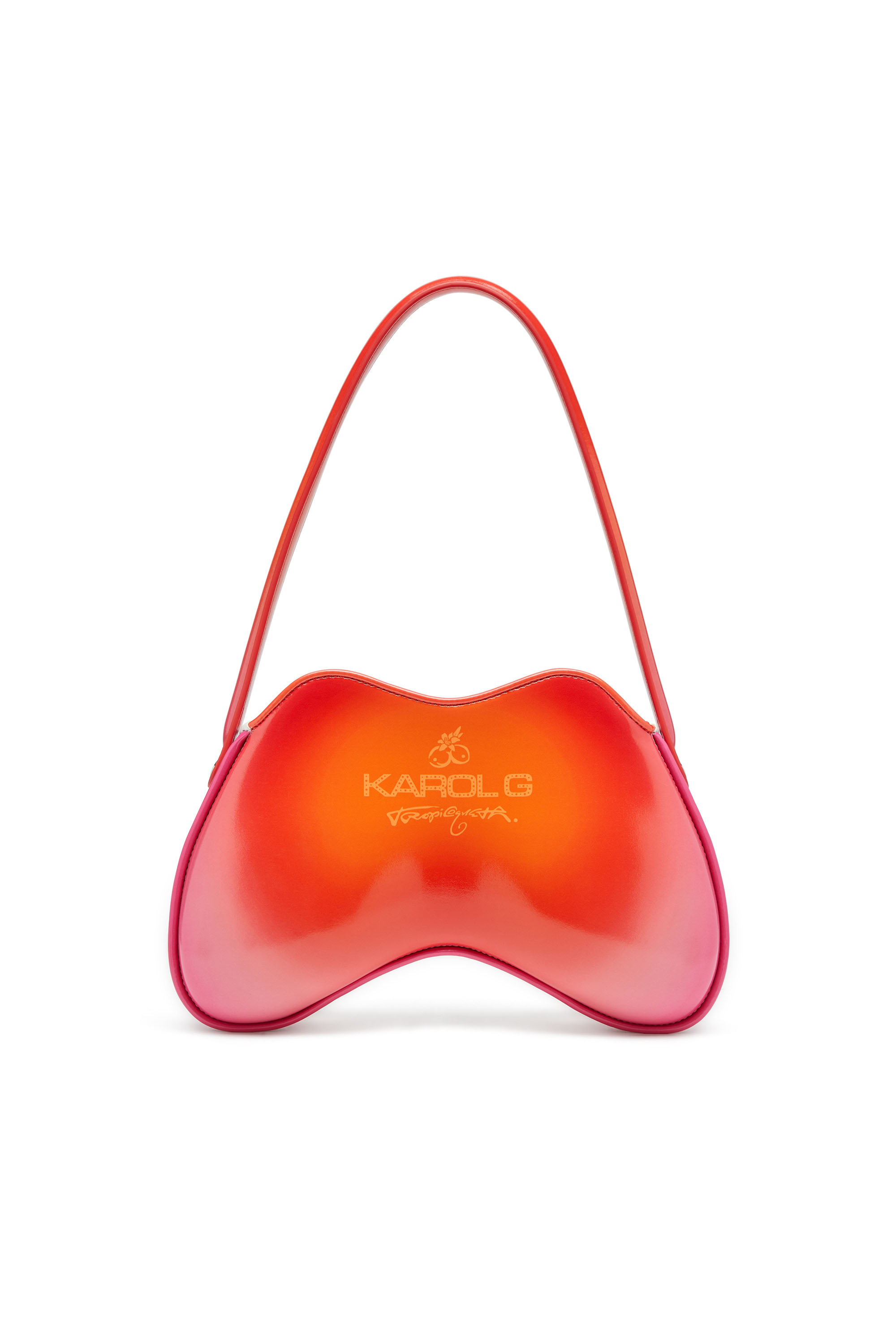 Diesel - K.G. DOUBLE-D SHOULDER, Double-D-Sac à bandoulière brillant avec imprimé lotus Femme in Blanc - 3