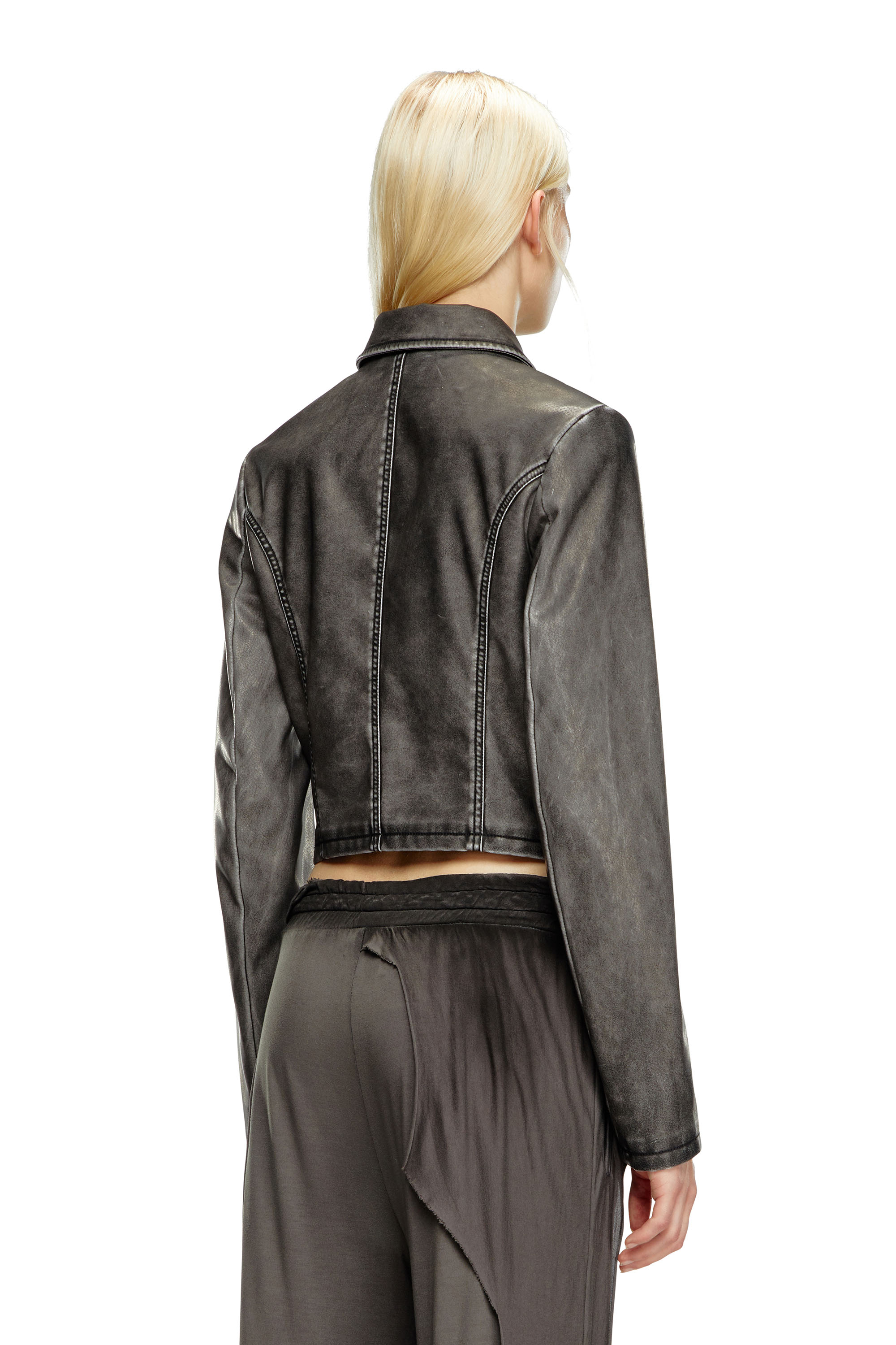 Diesel - G-OTA, Damen Cropped-Jacke aus gewaschenem Tech-Gewebe in Schwarz - Image 3
