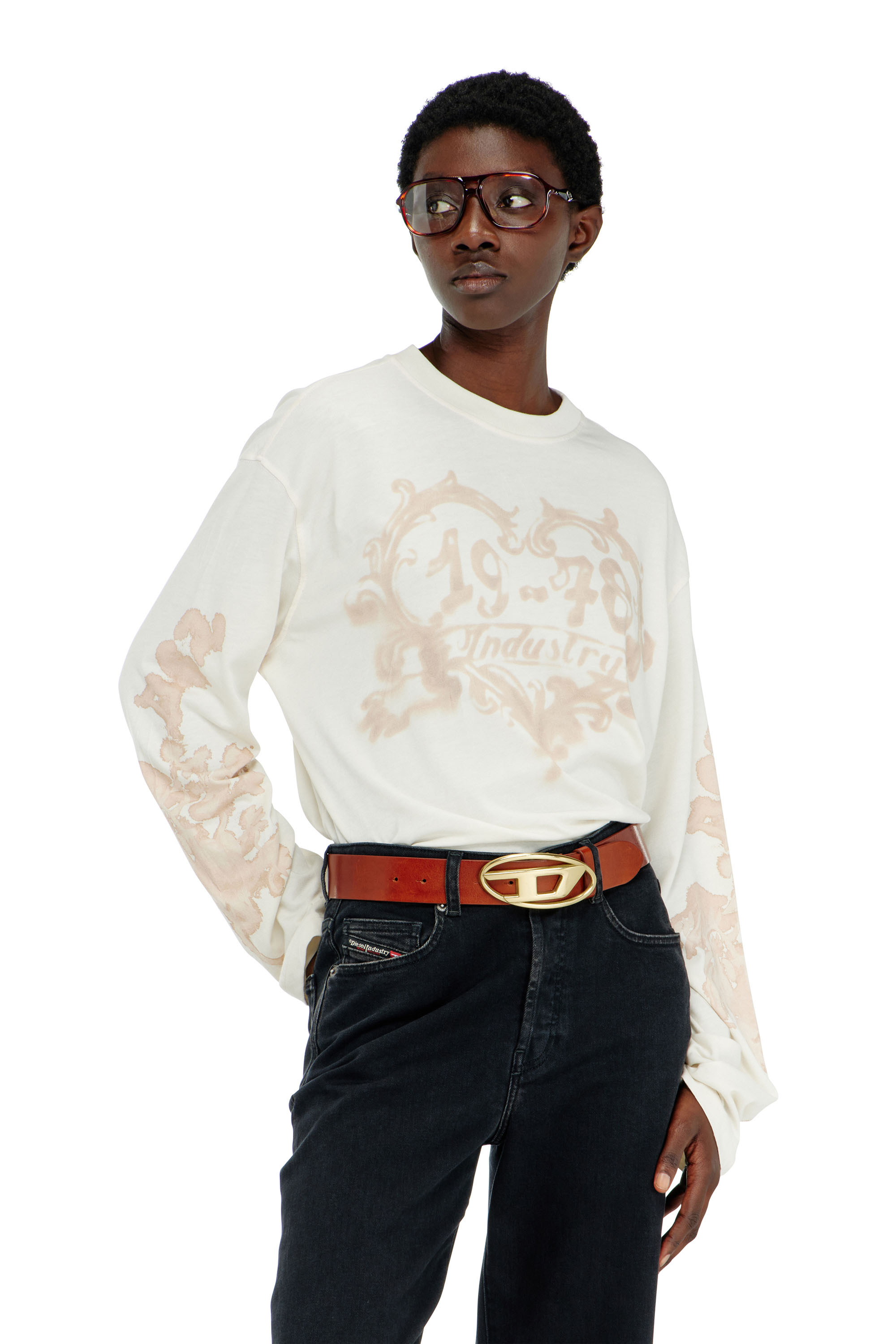 Diesel - T-HILARY-LS-AA1, T-shirt a manica lunga in cotone con stampa grafica Donna in Multicolor - 3