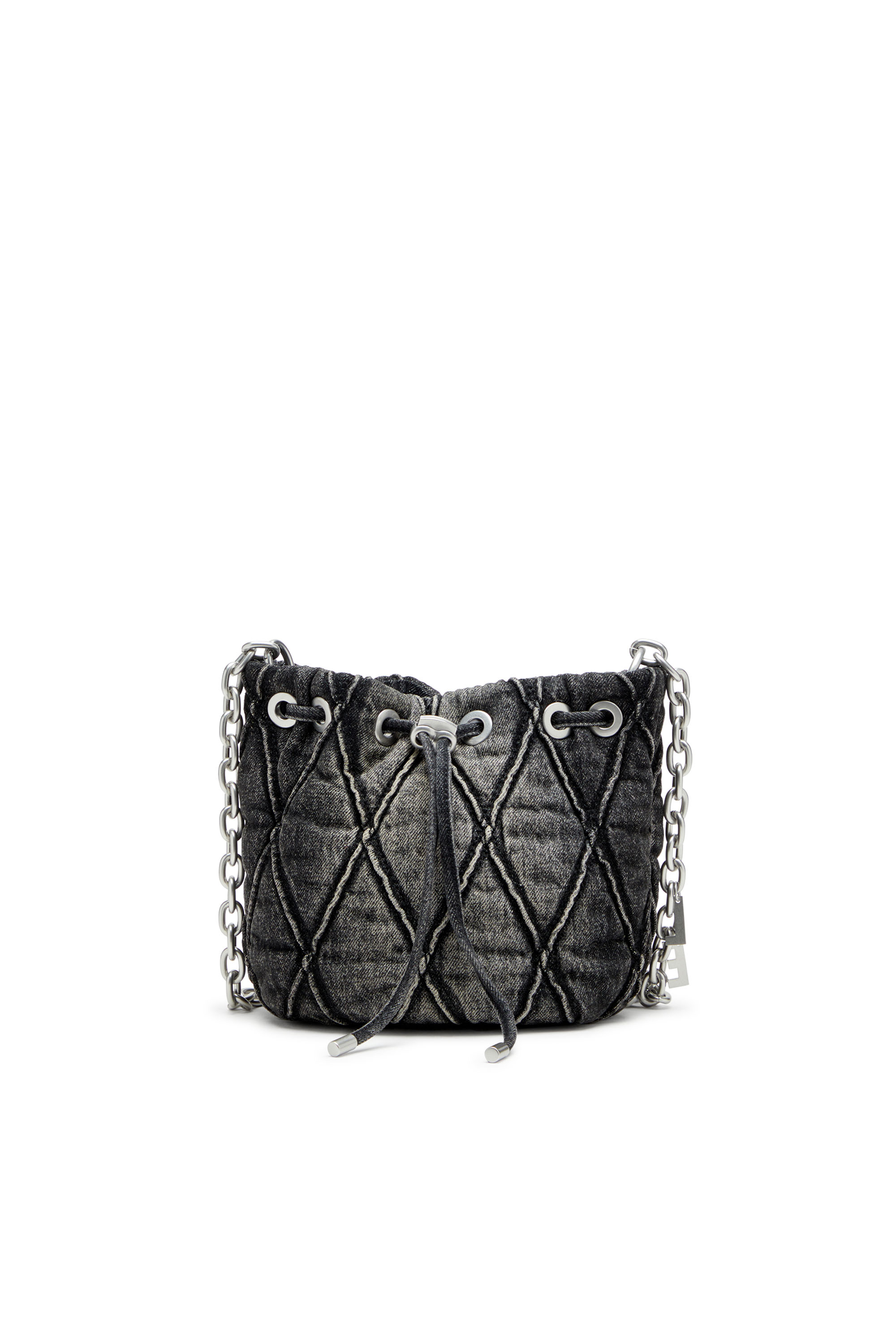 Diesel - CHARM-D BUCKET S, Mini sac seau en denim matelassé traité Femme in Noir - 1