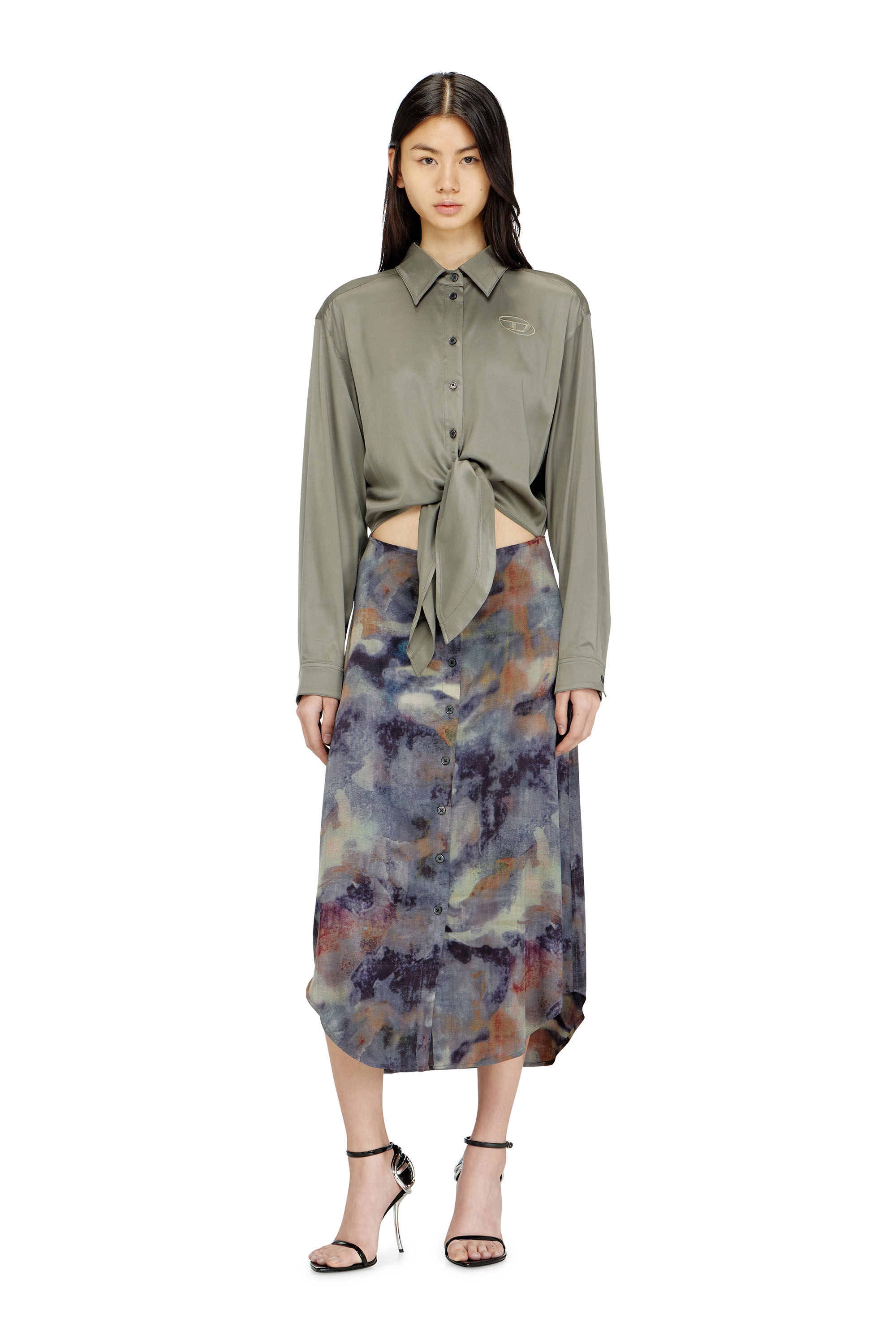 Diesel - D-ELTA, Abito midi in raso con nodo Donna in ToBeDefined - 2