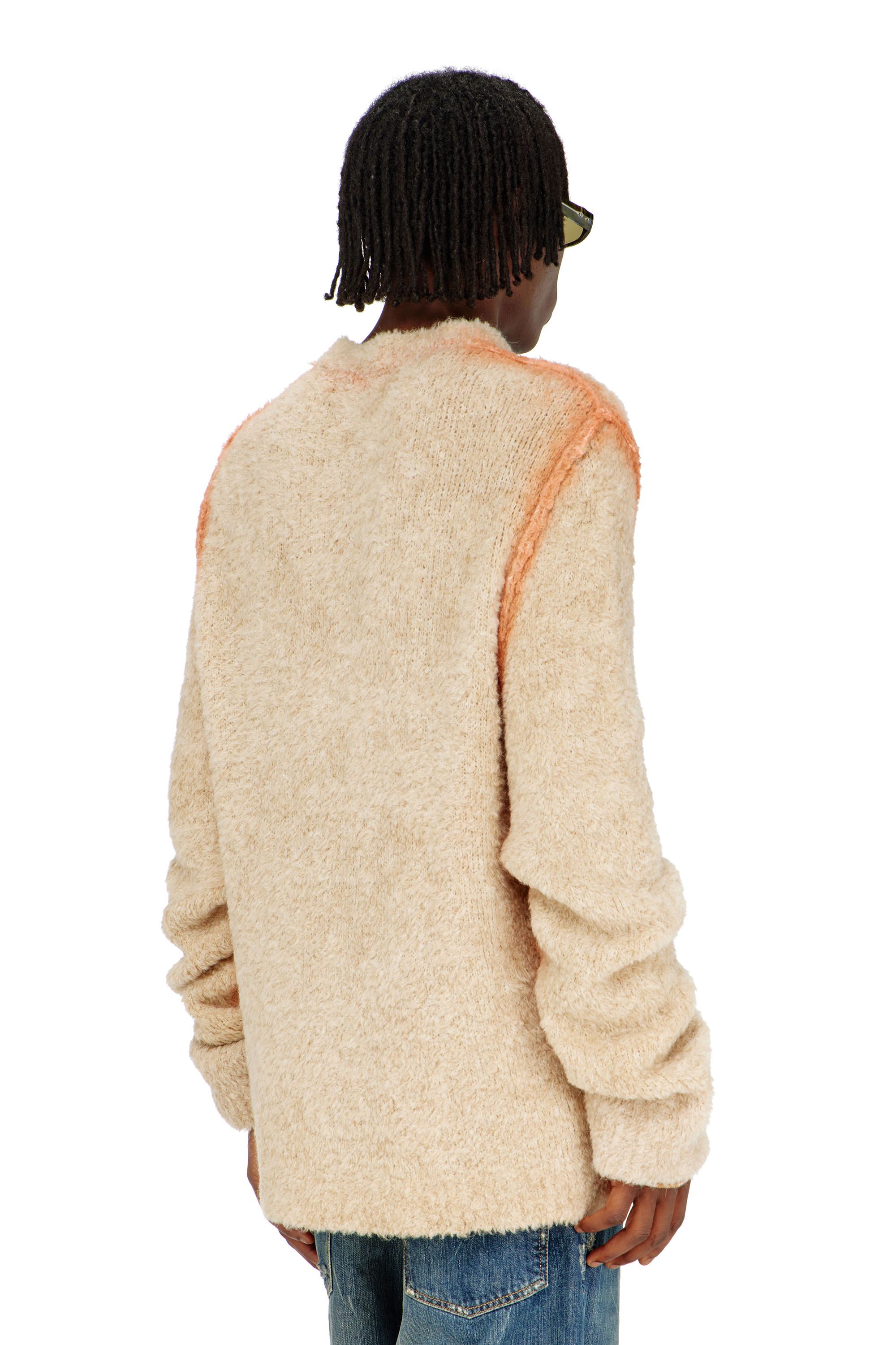Diesel - K-RIMI, Herren Alpaca-Mix Pullover mit spraygef&auml;rbten N&auml;hten in Hellbraun - 4