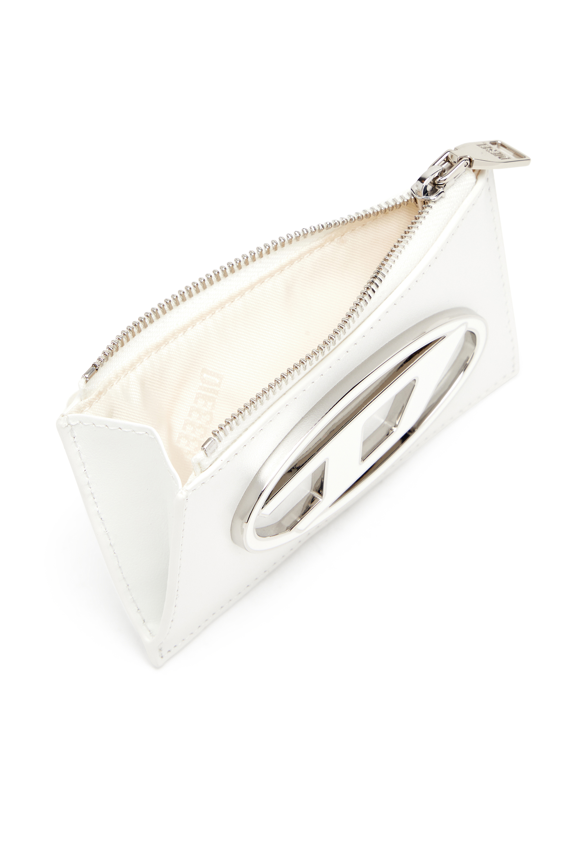 Diesel - 1DR CARD HOLDER III, Porte-cartes plat en cuir nappa Femme in Blanc - 3