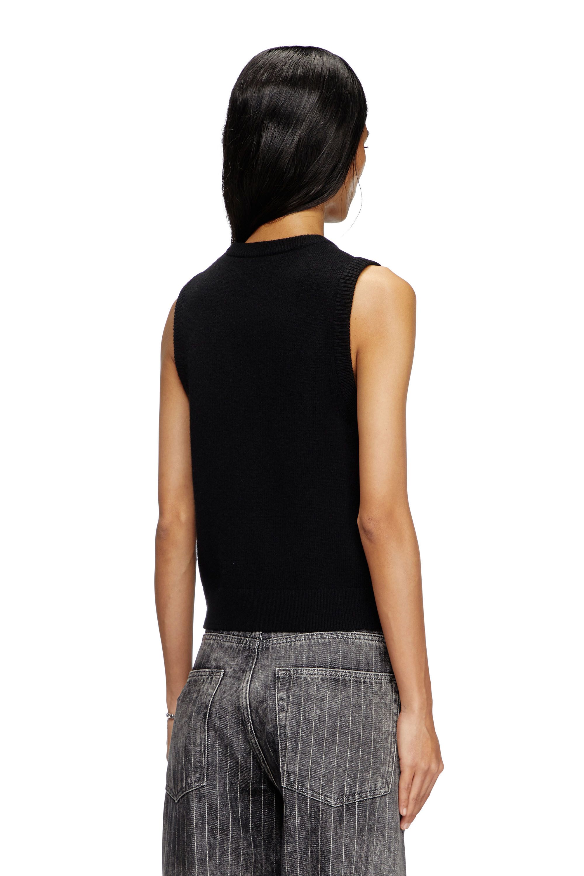 Diesel - M-ARGARIN-SL, Tank top in maglia misto cashmere Donna in Nero - 4