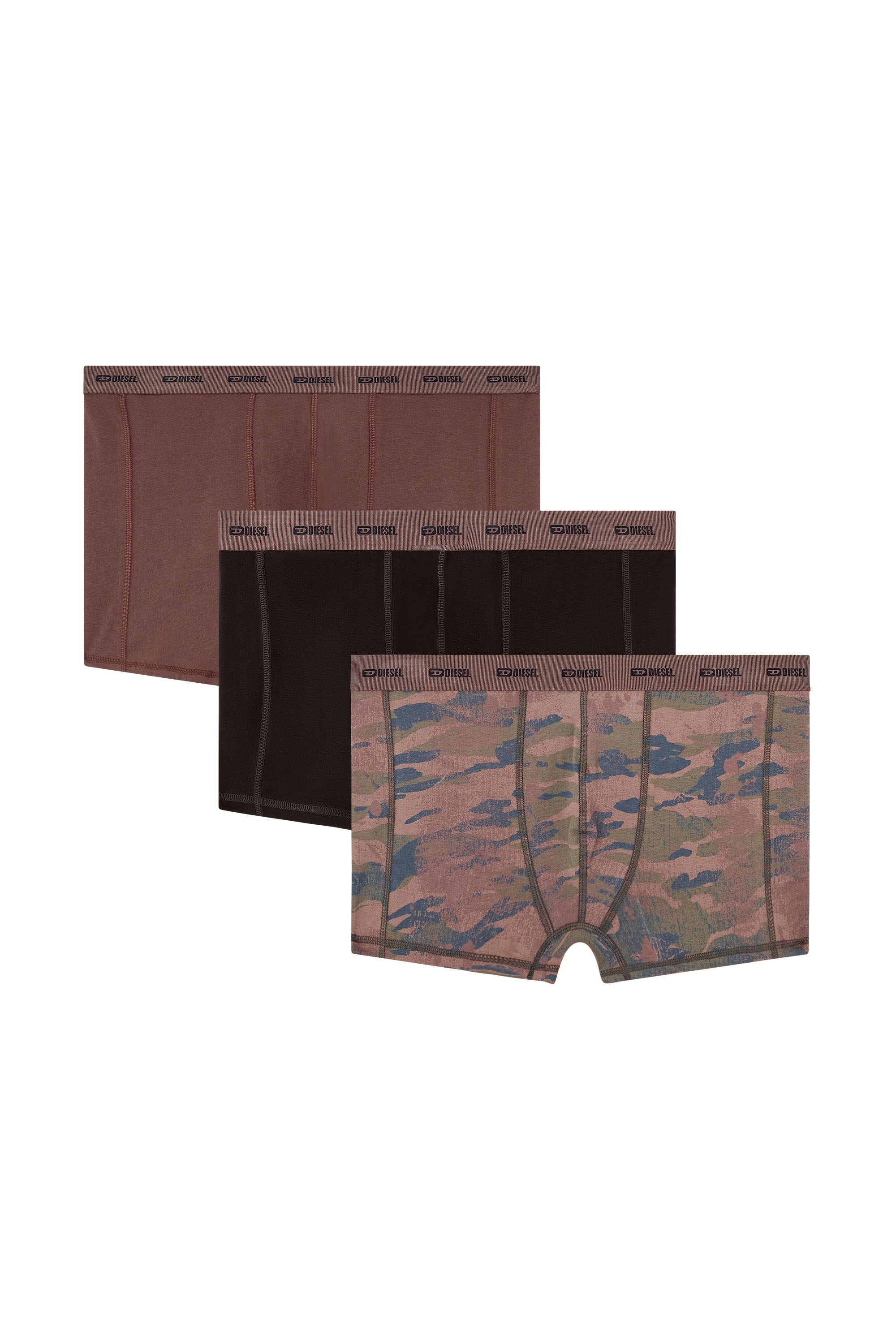 Diesel - DAMIEN-UTLT-3PACK, Lot de 3 boxers unis et motif camouflage Homme in Polychrome - 1