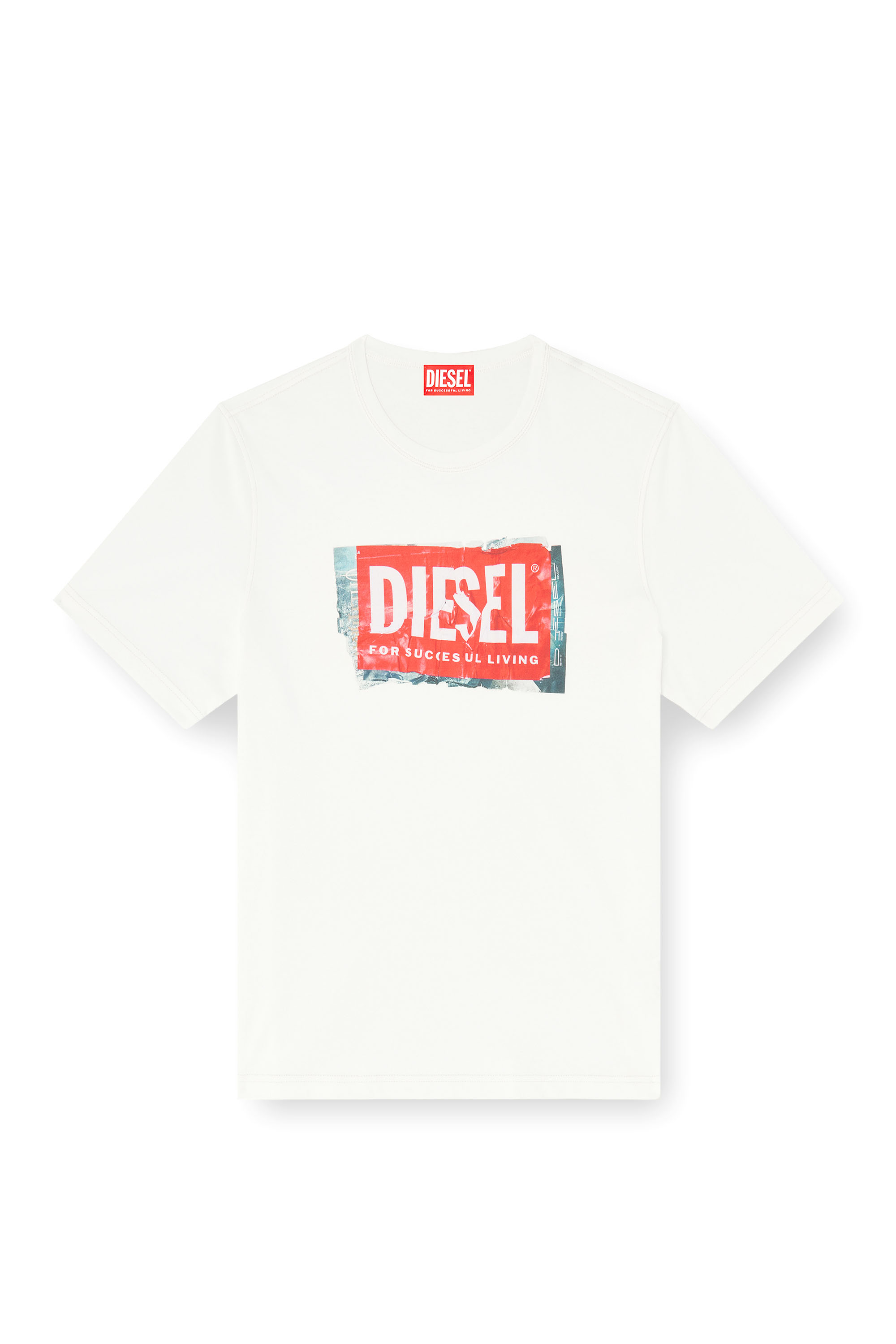 Diesel - T-ADJUST-Q6, Herren T-Shirt mit Logo in Knitter-Optik in Wei&szlig; - 2