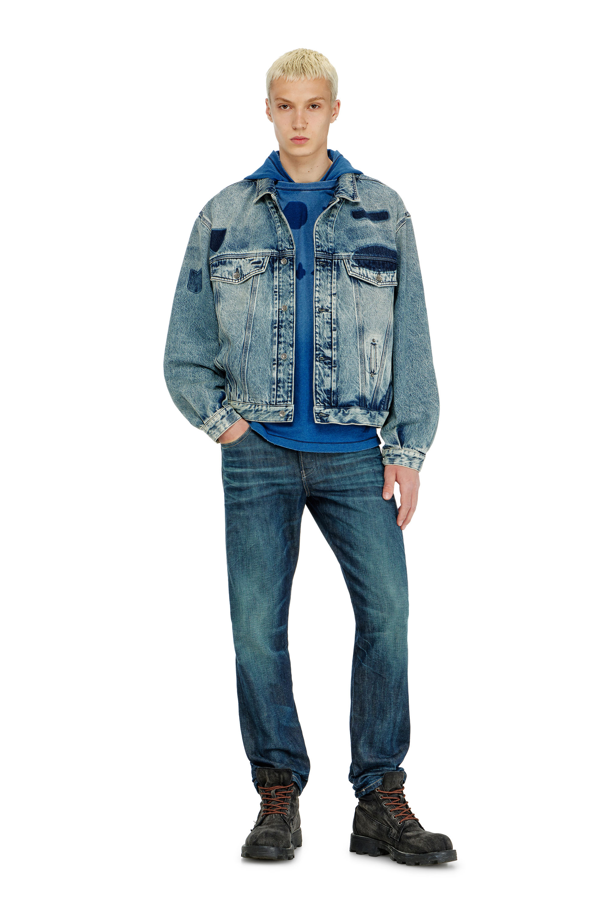 Diesel - D-DENVER-S2, Giacca trucker con effetto patch Unisex in Blu - 2
