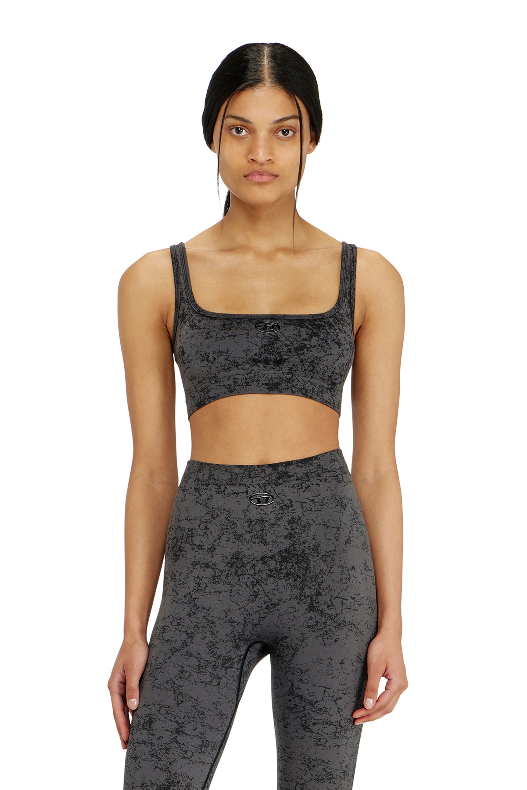 Diesel - HELLA-UTLT, Damen Sport-BH mit Utility-Print in Dunkelgrau - 1