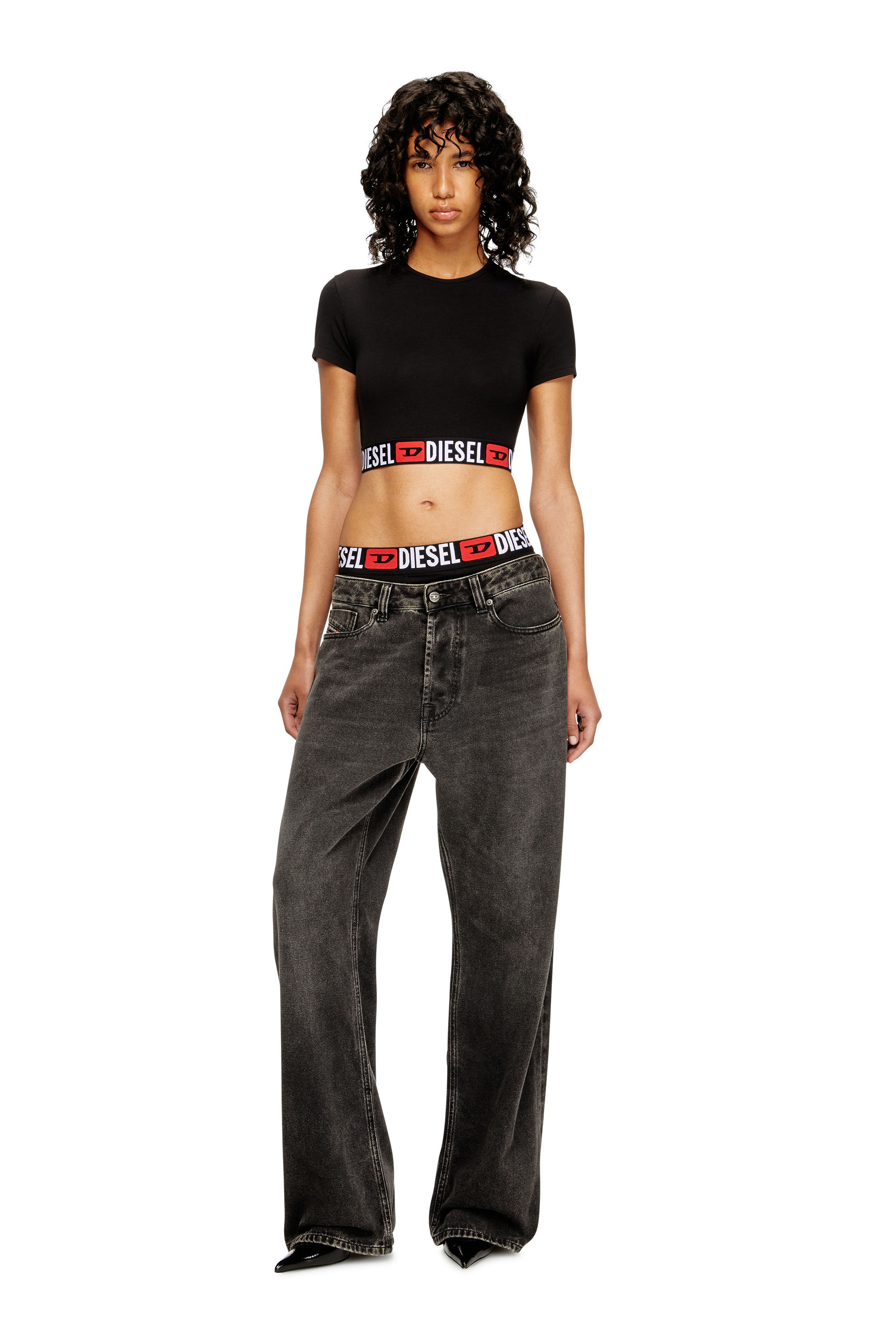 Diesel - IRMA-D-CORE, Crop top avec bande &agrave; logo Femme in Noir - 4
