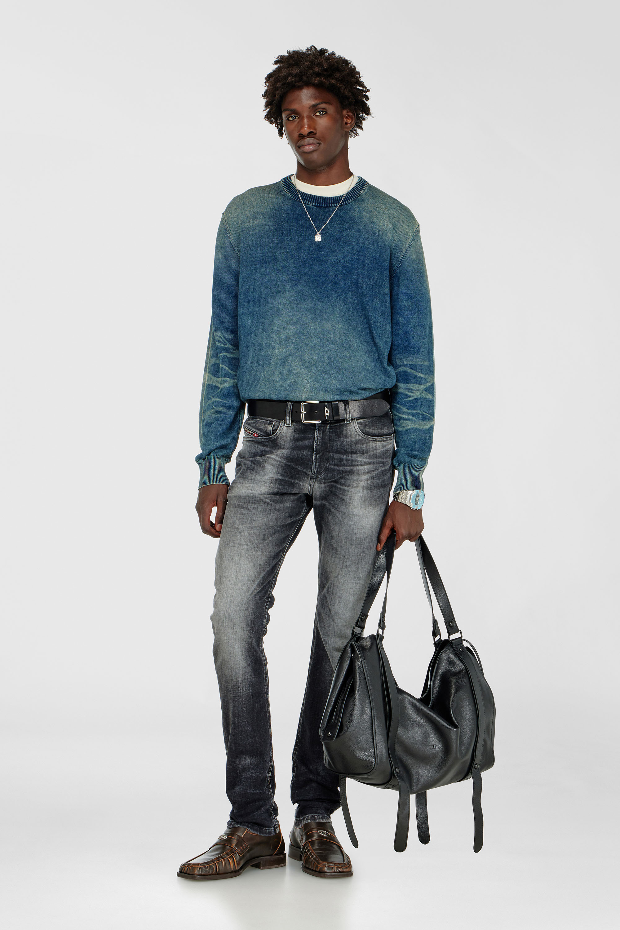 Diesel - Skinny Jeans 1979 Sleenker 09R08 Uomo, Nero/Grigio scuro - Image 1