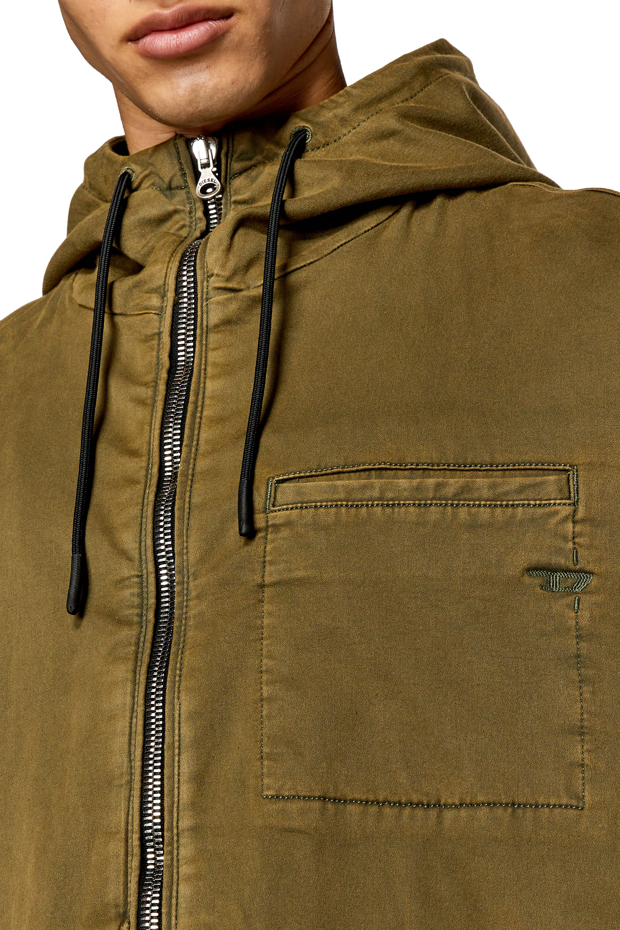 Diesel - D-HENNES JOGG, Giacca in JoggJeans con cappuccio Uomo in Verde - 5