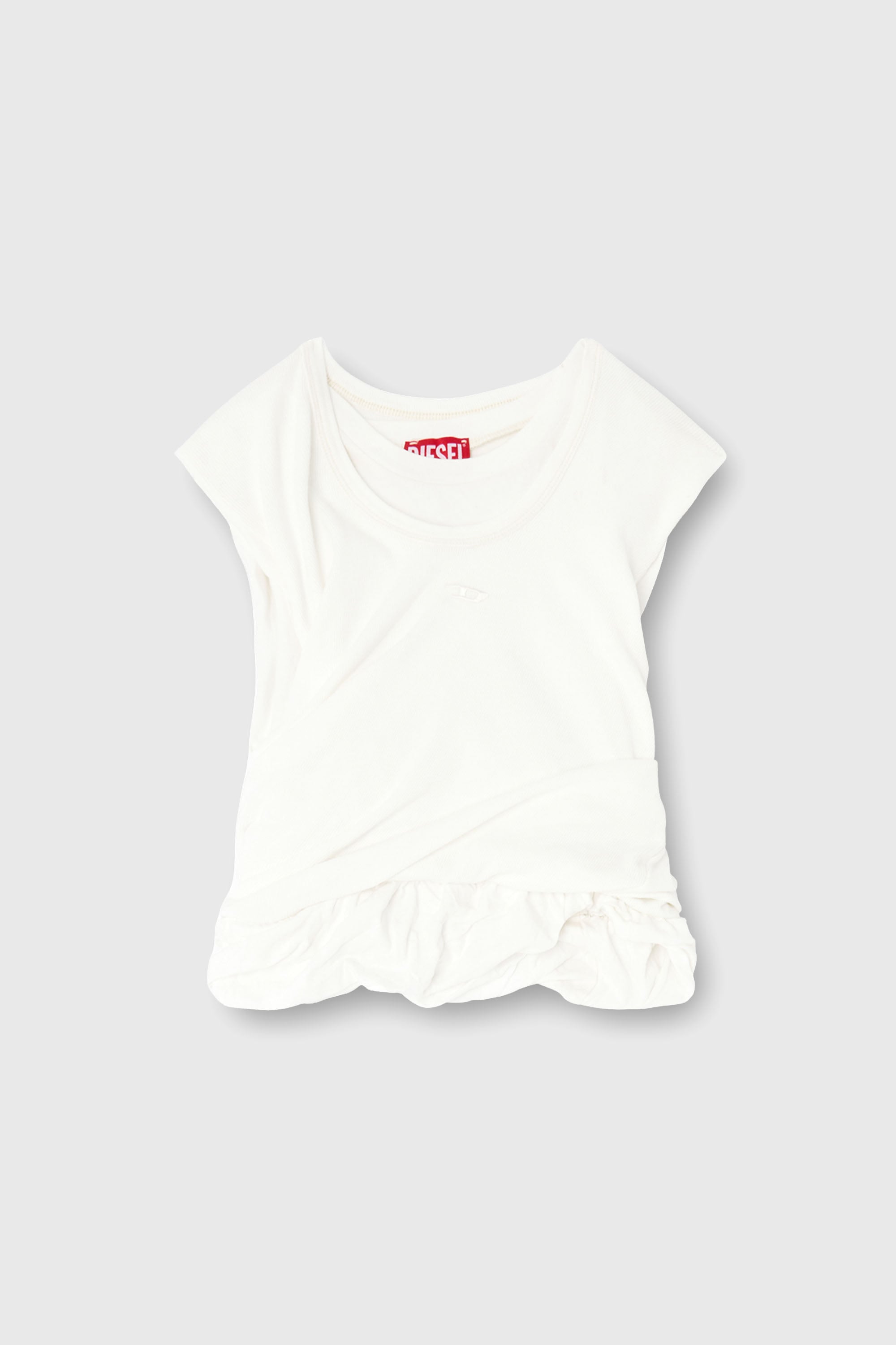 Diesel - T-WISHER-RIB-PL, D&eacute;bardeur fronc&eacute; en jersey double &eacute;paisseur Femme in Blanc - 2
