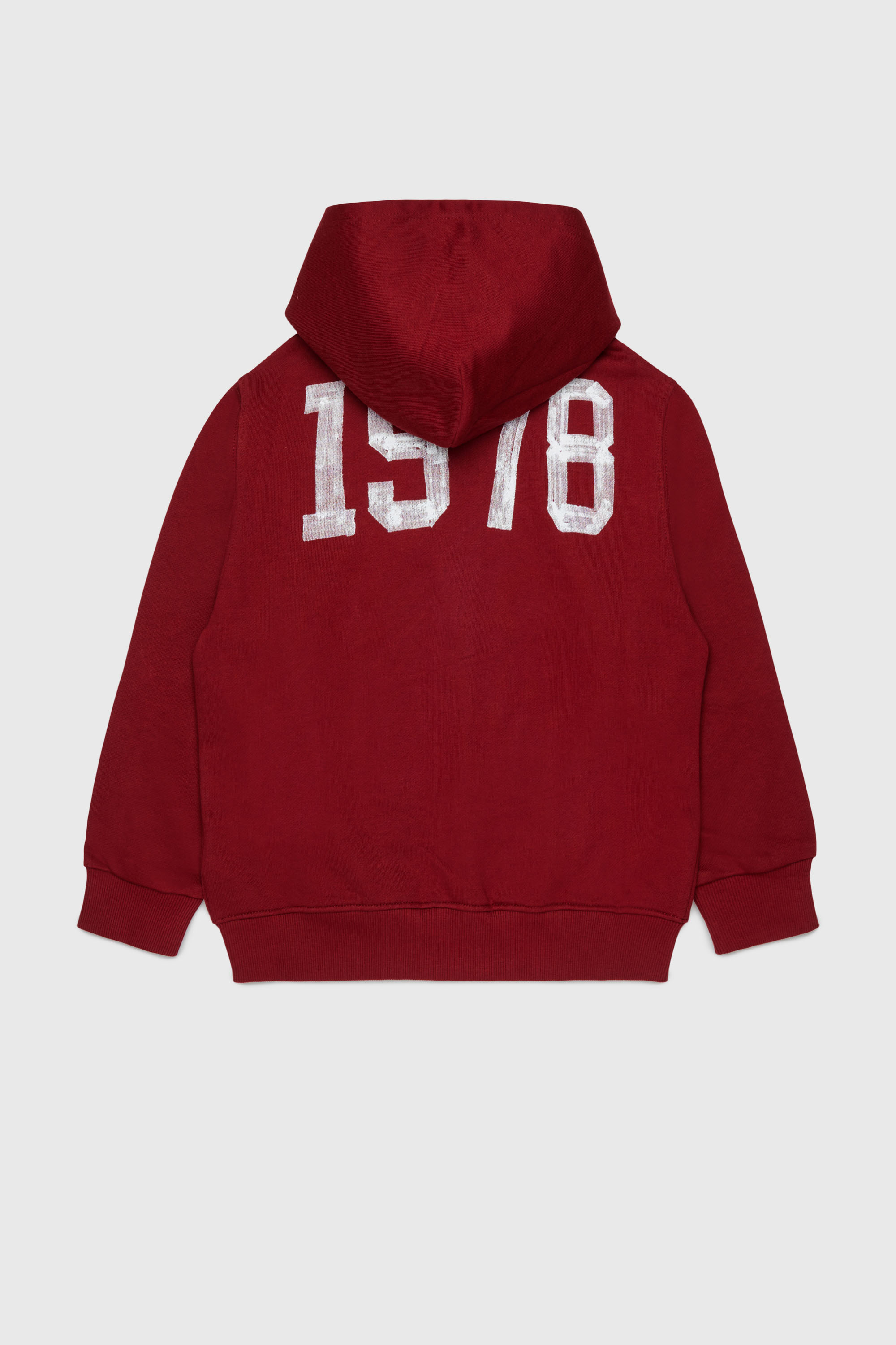 Diesel - SBANDHOOD OVER, Sweat &agrave; capuche zipp&eacute; avec logo effet peinture Homme in Rouge - 2