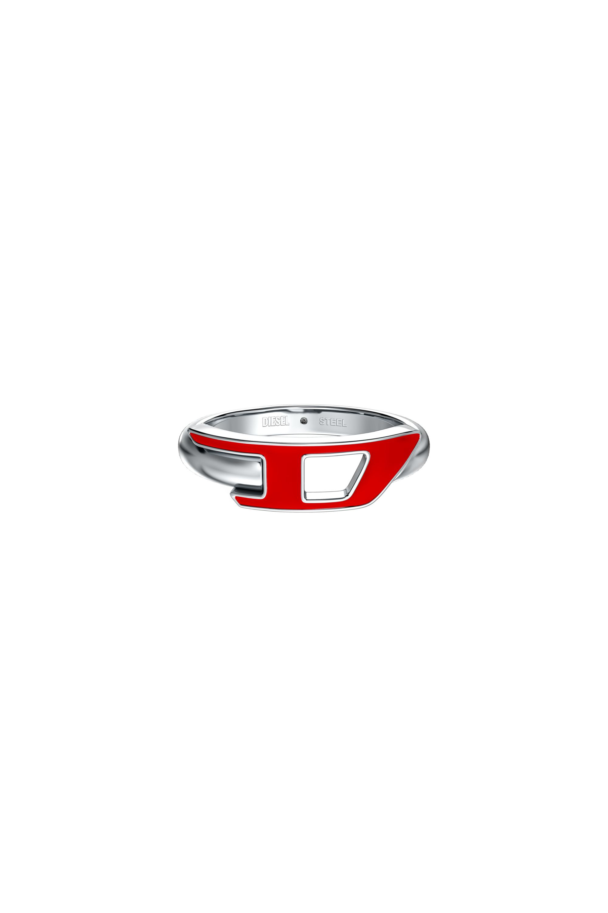 Diesel - DX1688040 JEWELLERY, Unisex Edelstahl-Ring in Silber/Rot - 3
