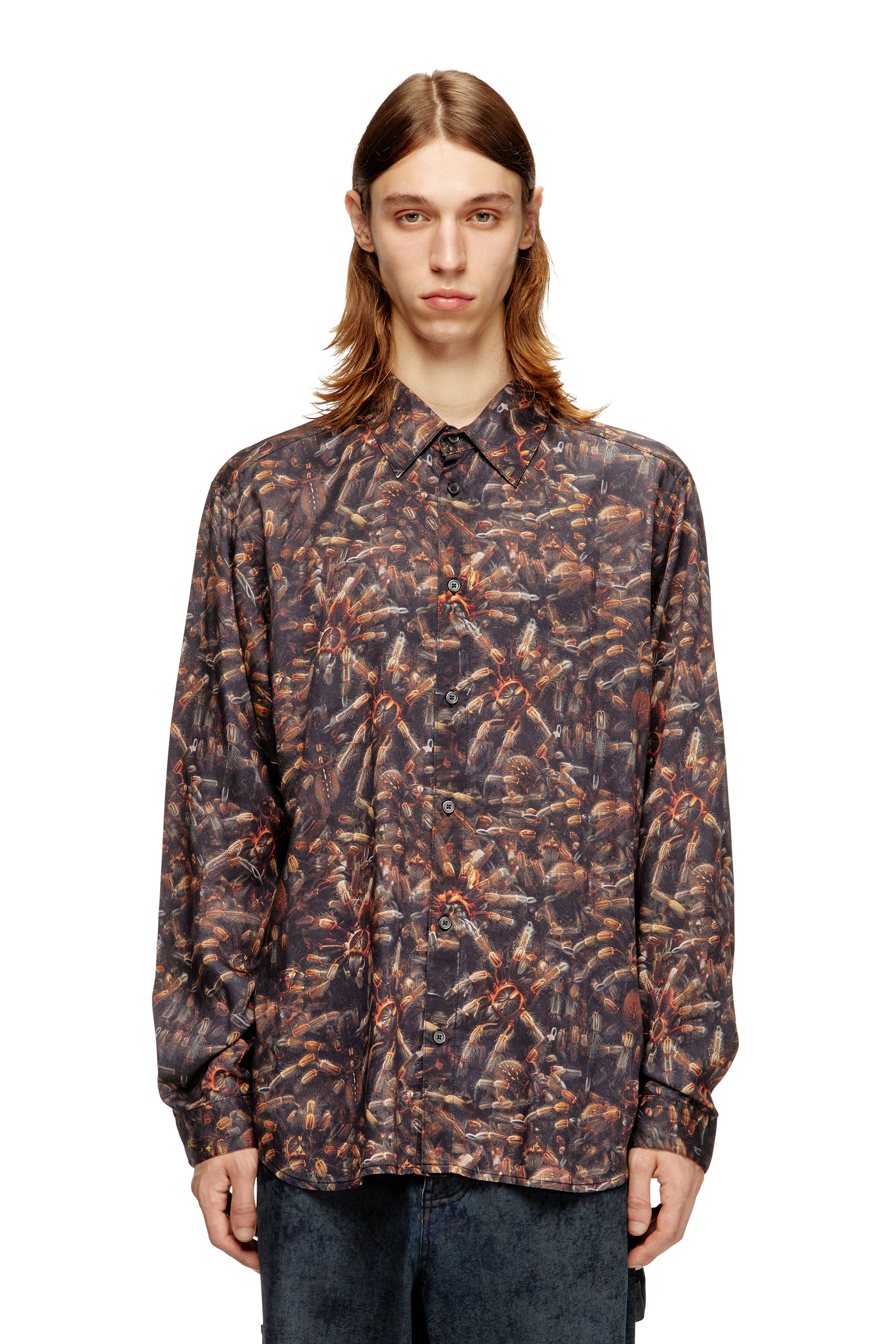 Diesel - S-SIMPLY-SPIDER-PJBK, Camicia in lyocell con stampa all-over Uomo in Multicolor - 1