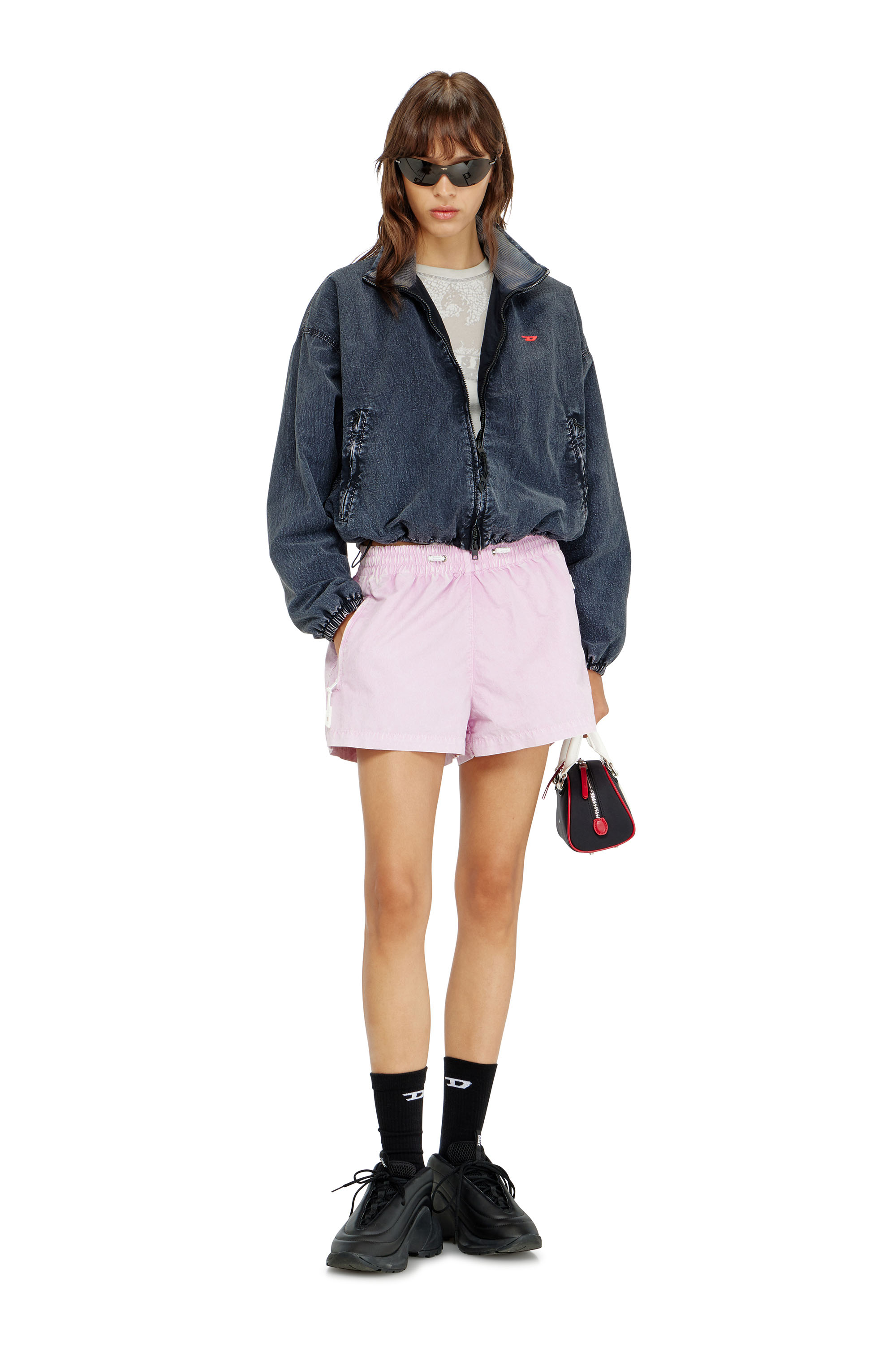 Diesel - G-LEAMER, Veste coupe-vent en taslan acid-washed Femme in Bleu - 2