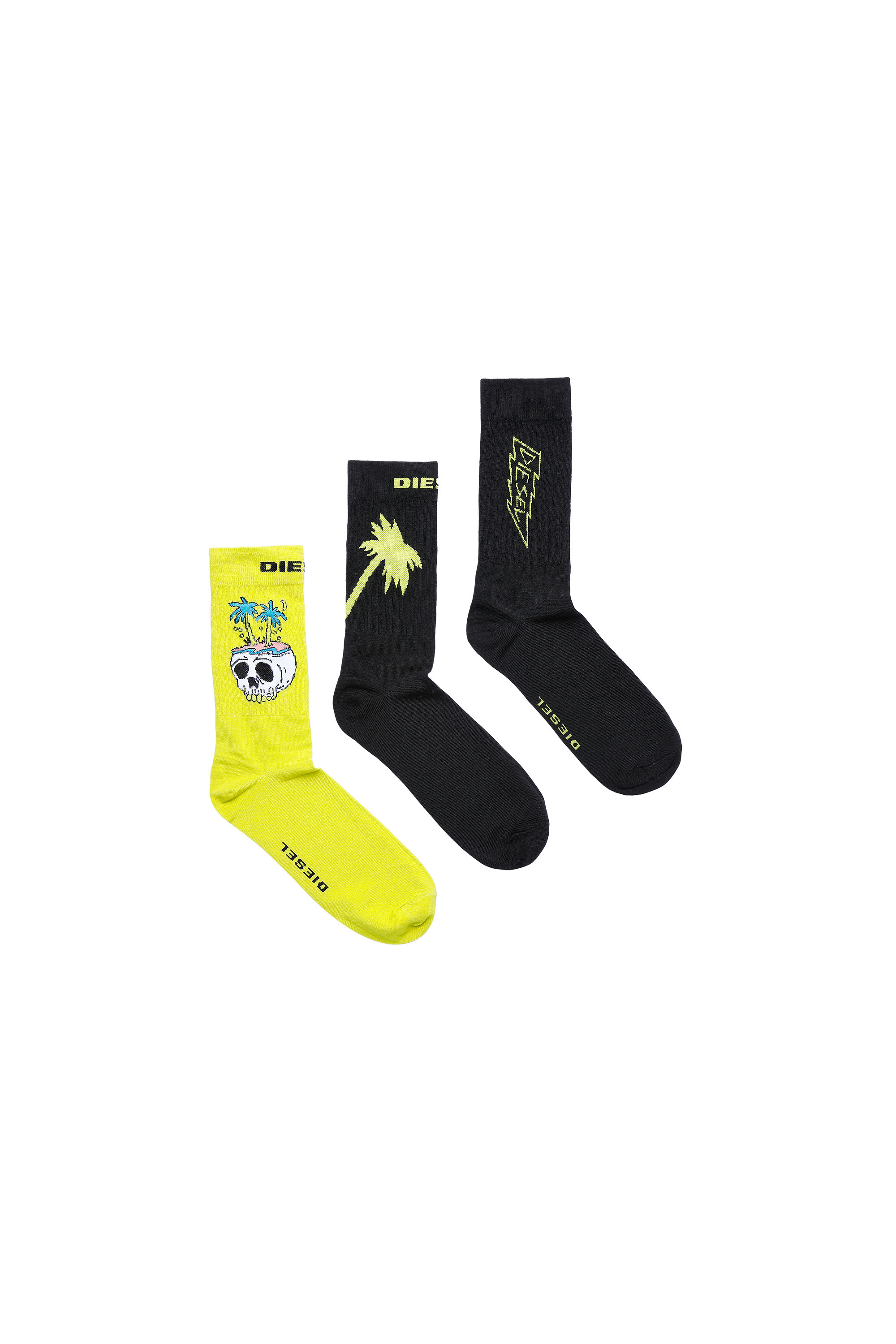 SKM-RAY-THREEPACK, Schwarz/Gelb - Strümpfe