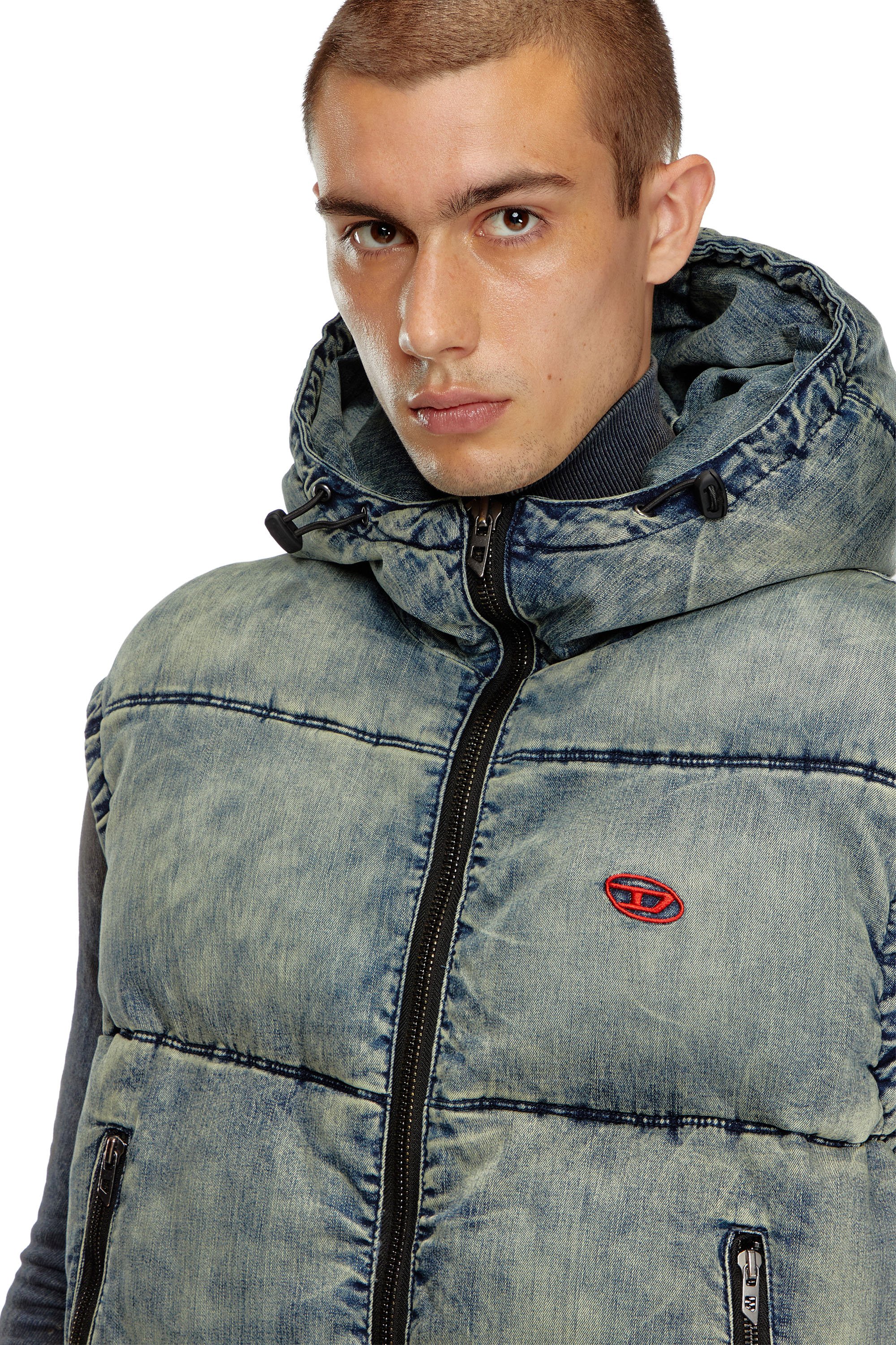 Diesel - W-MONS-SL, Gilet imbottito in denim schiarito Uomo in Blu - 5