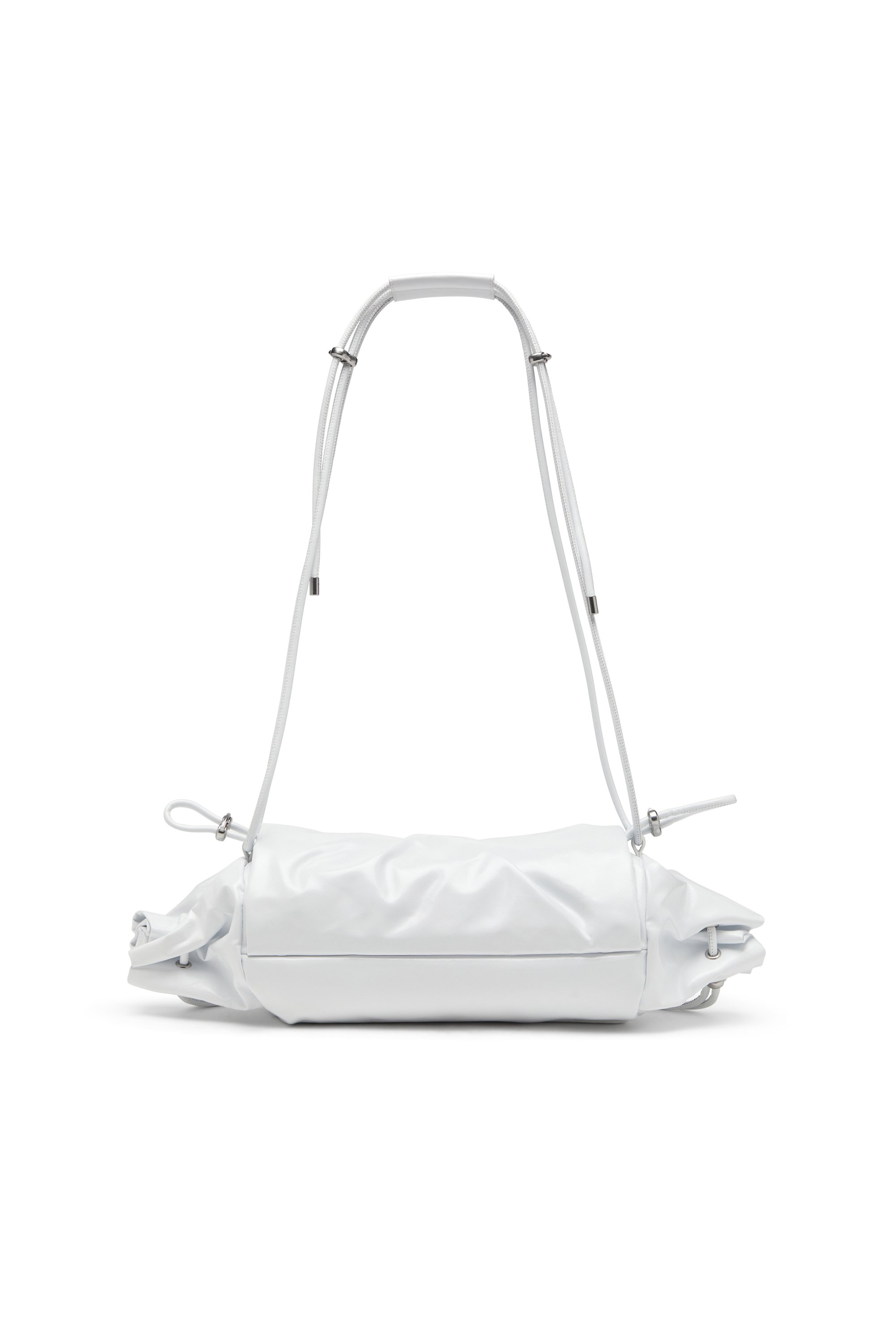 Diesel - SCRUNCH-D SHOULDER M, Scrunch-D M-Borsa a spalla in pelle lucida Donna in Bianco - 2