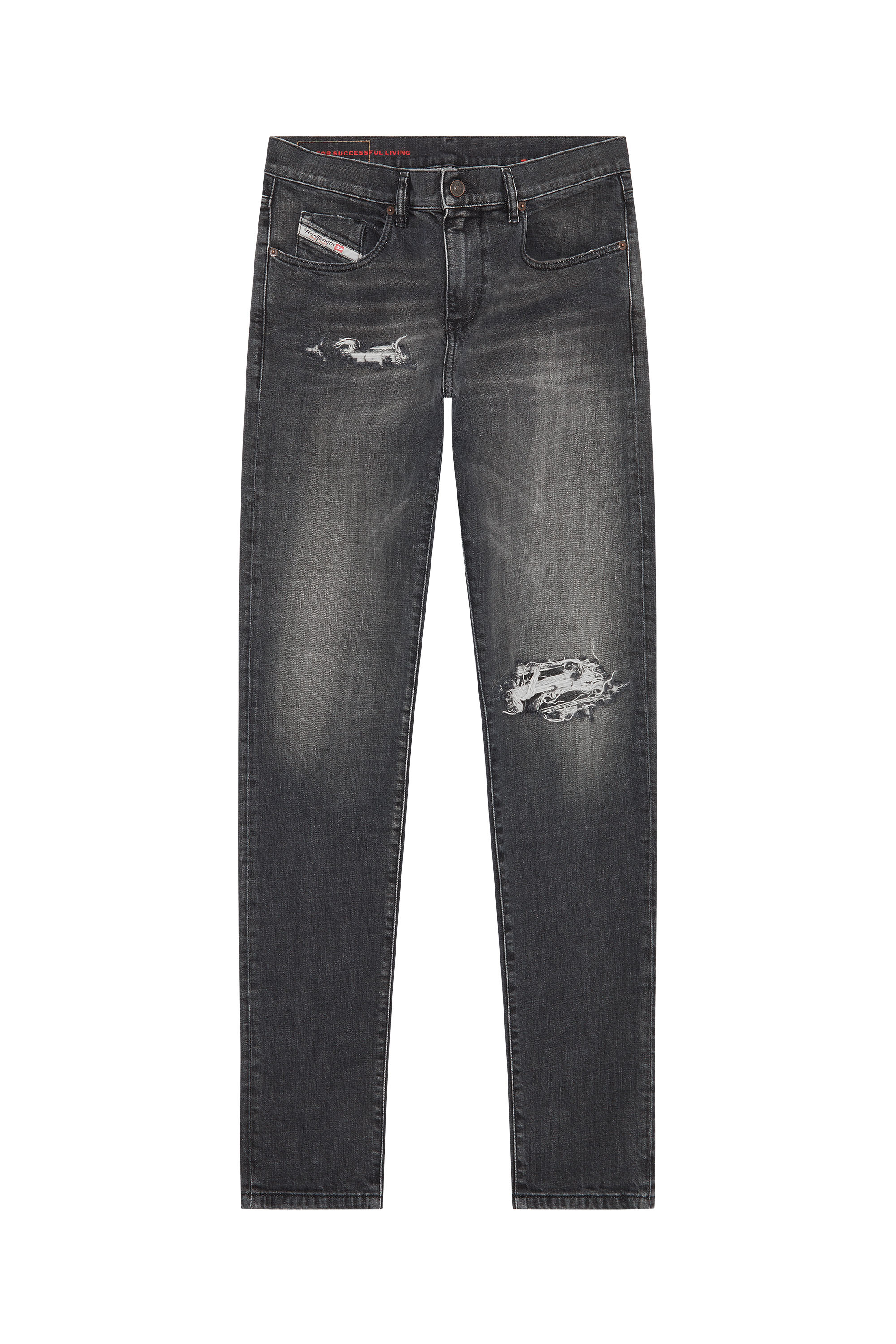 Diesel - 2019 D-STRUKT 09F07 Slim Jeans, Nero/Grigio scuro - Image 6