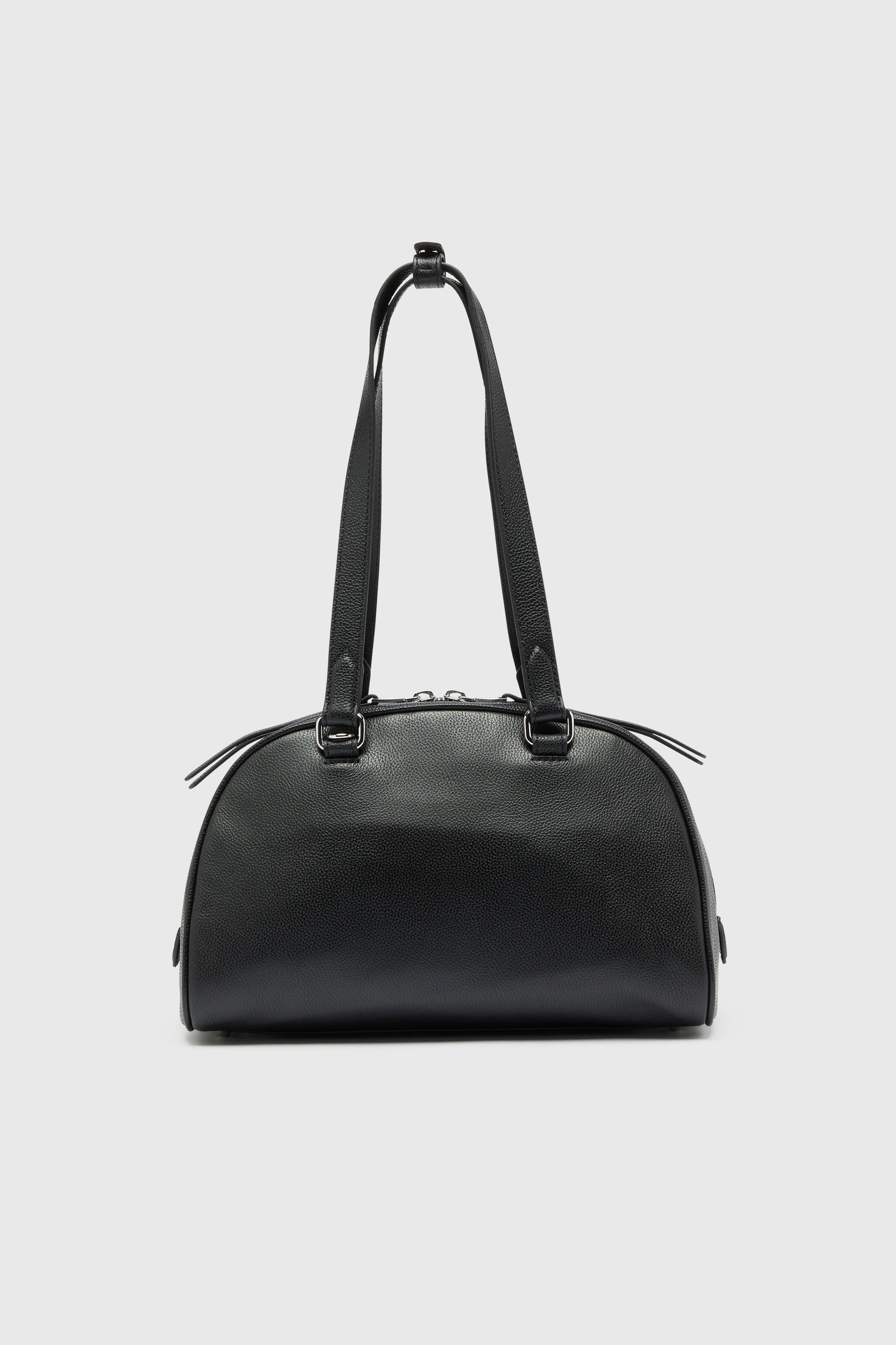 Diesel - 1DR DOME SHOULDER, Unisex 1DR Dome - Boston Bag aus Leder mit gepr&auml;gtem Logo in Schwarz - 2