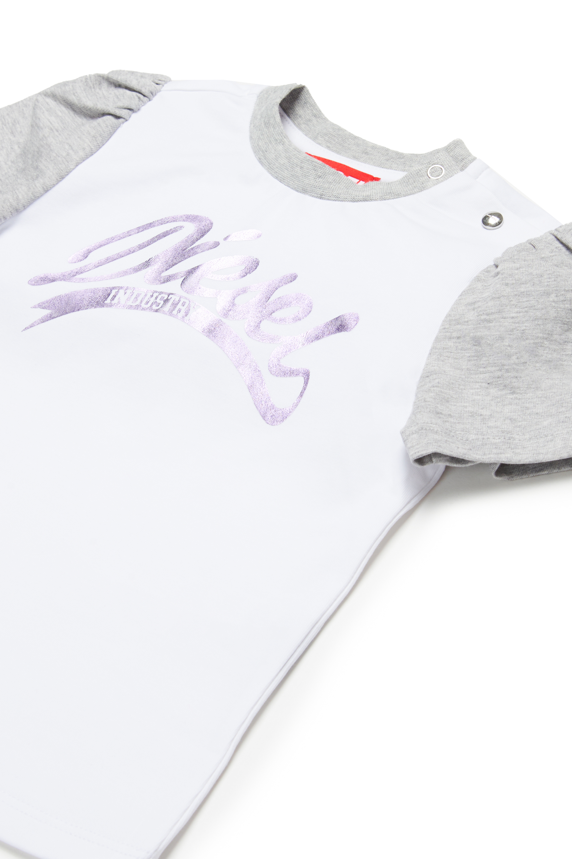 Diesel - TWELB, Damen Colourblock-T-Shirt mit Metallic-Logo in Weiß - 3