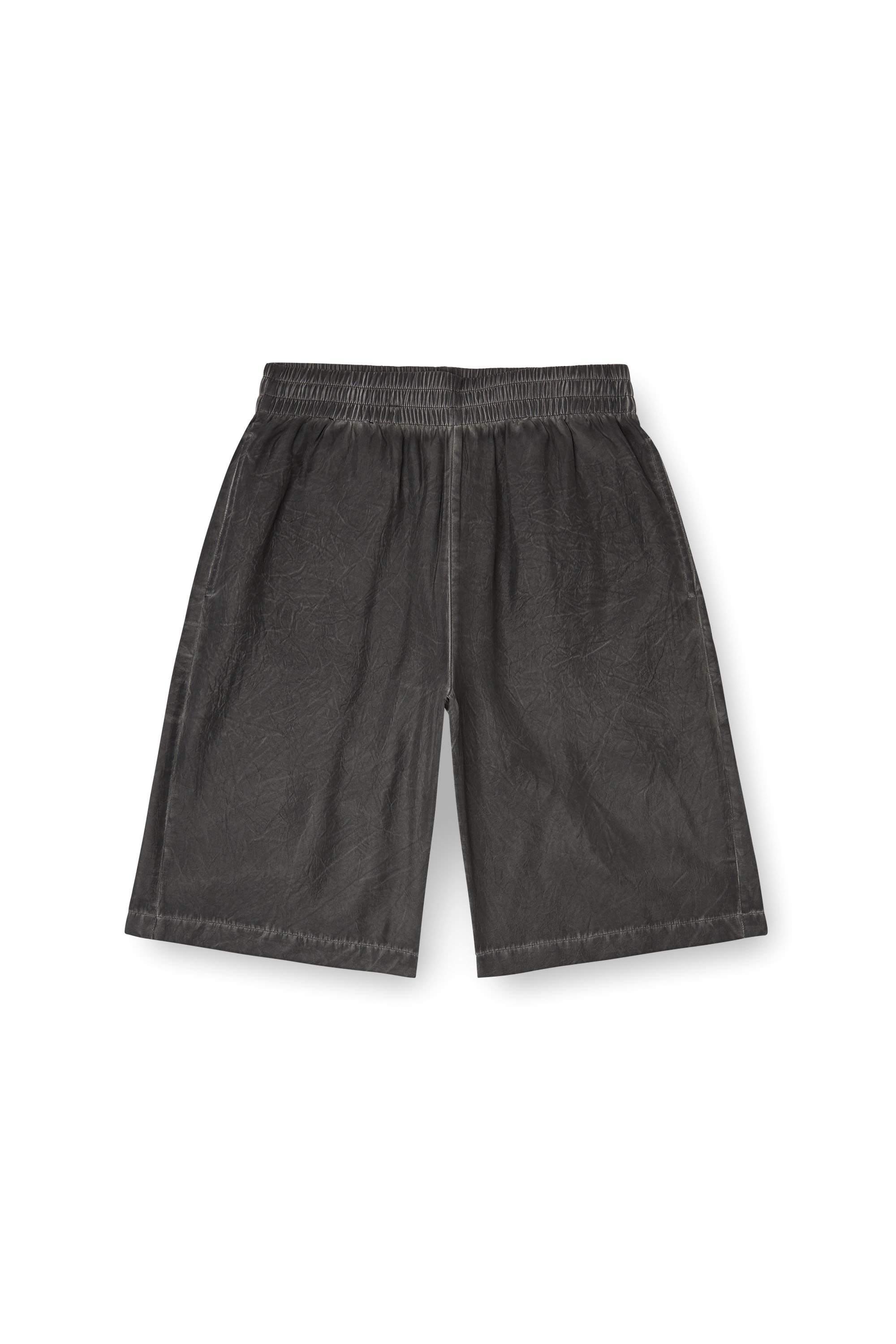 Diesel - P-LEON-SHORT, Unisex Leichte Shorts mit Knitter-Verblassen in Schwarz - 4