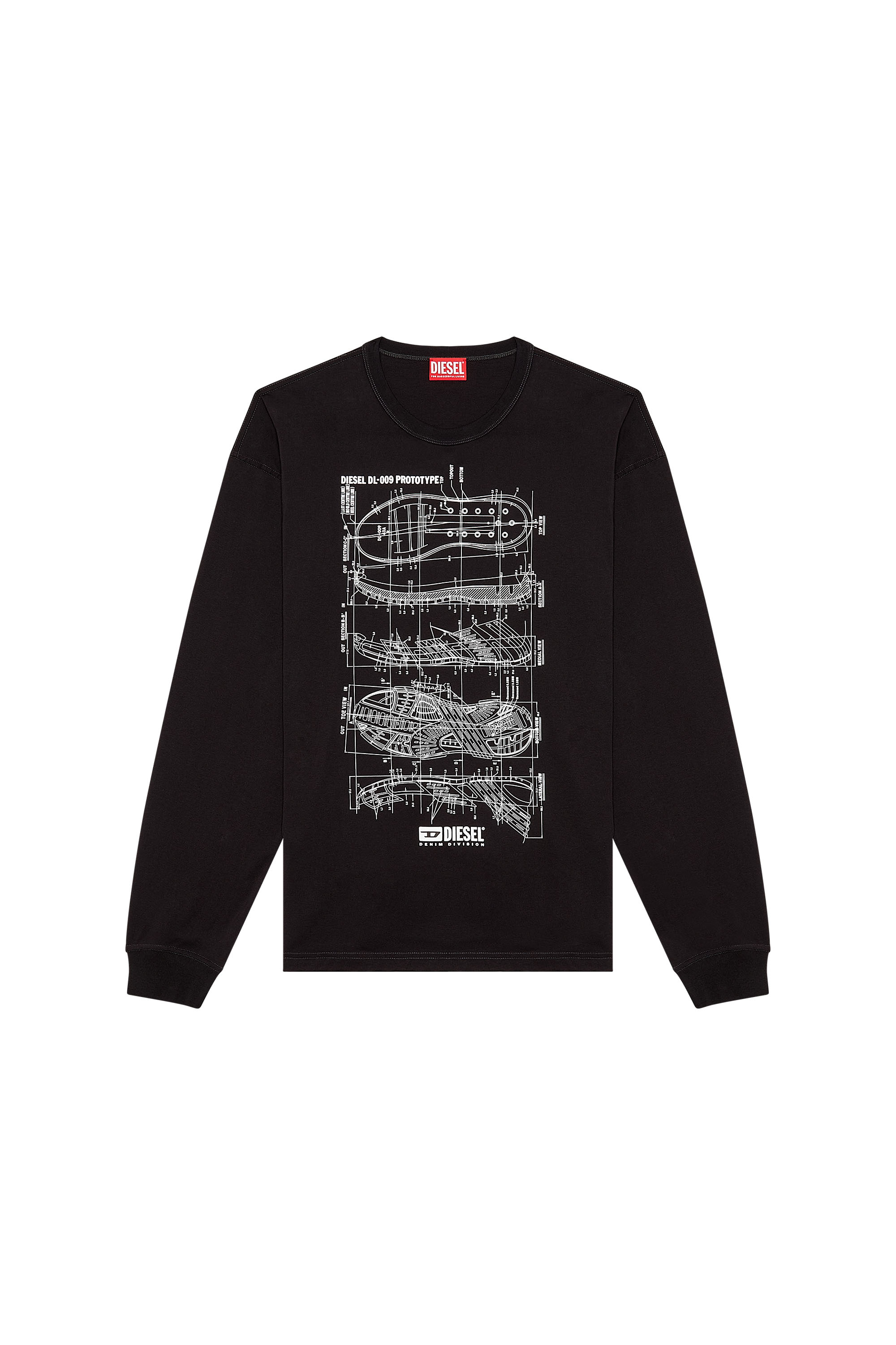 Diesel - T-BOXT-LS-N5, Man's Long-sleeve T-shirt with Prototype print in Black - 2