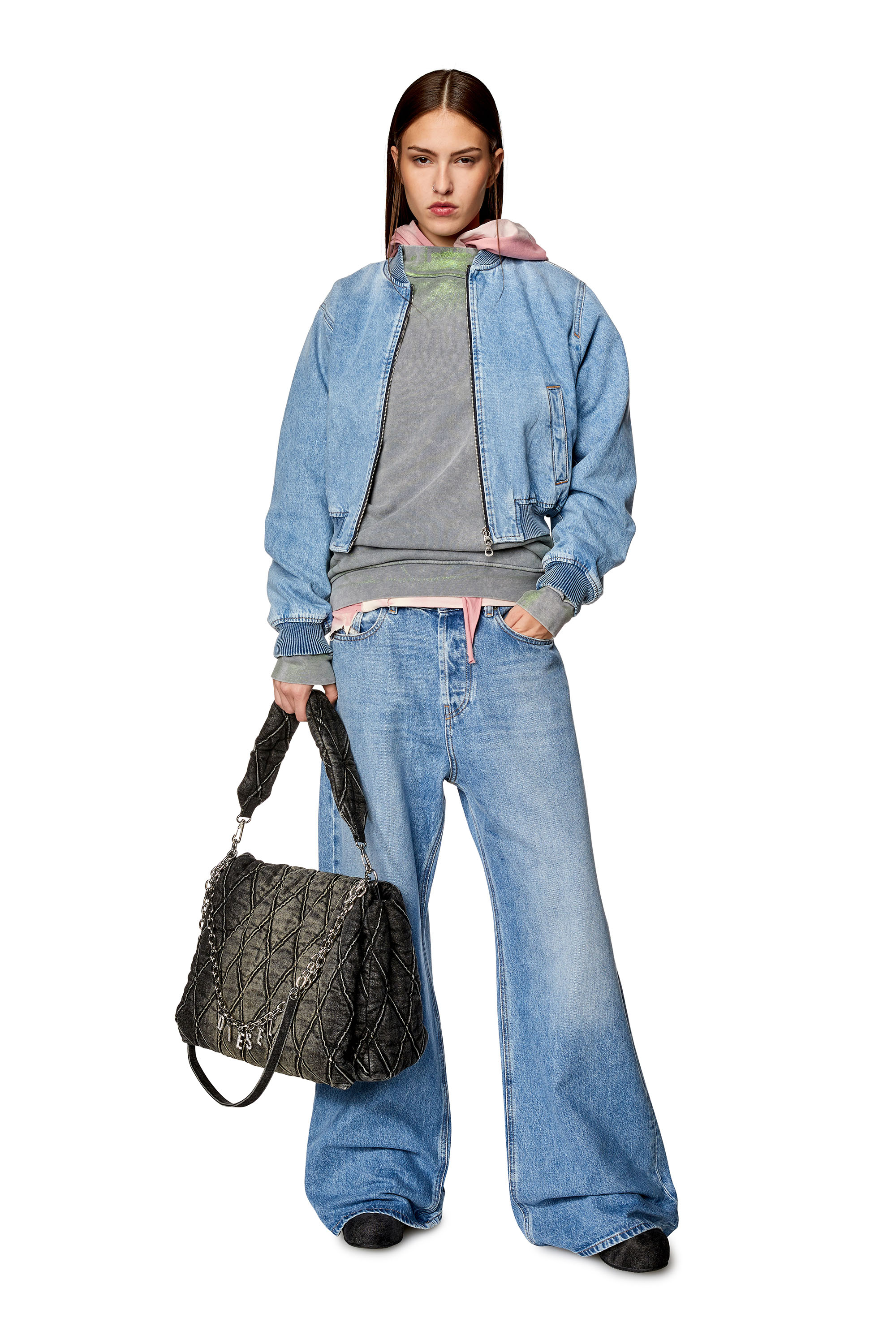 Diesel - DE-KIDDO, Bomber in denim Donna in Blu - 1
