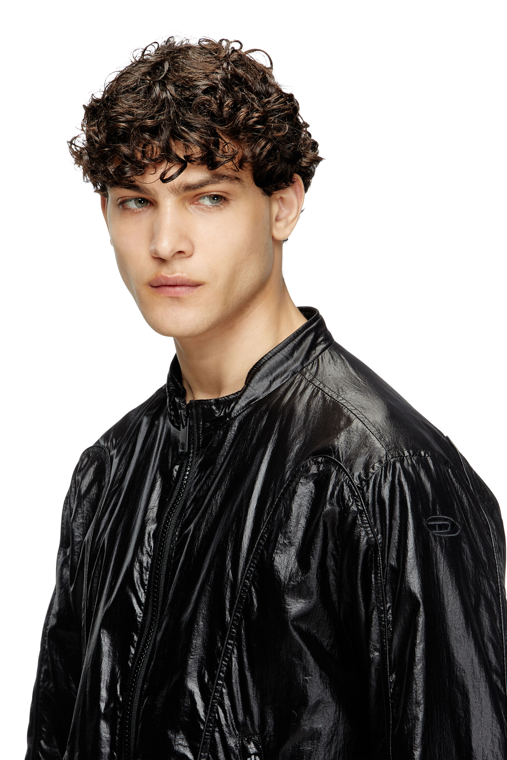 Diesel - J-CLAYS, Veste biker en ripstop brillant Homme in Noir - 5