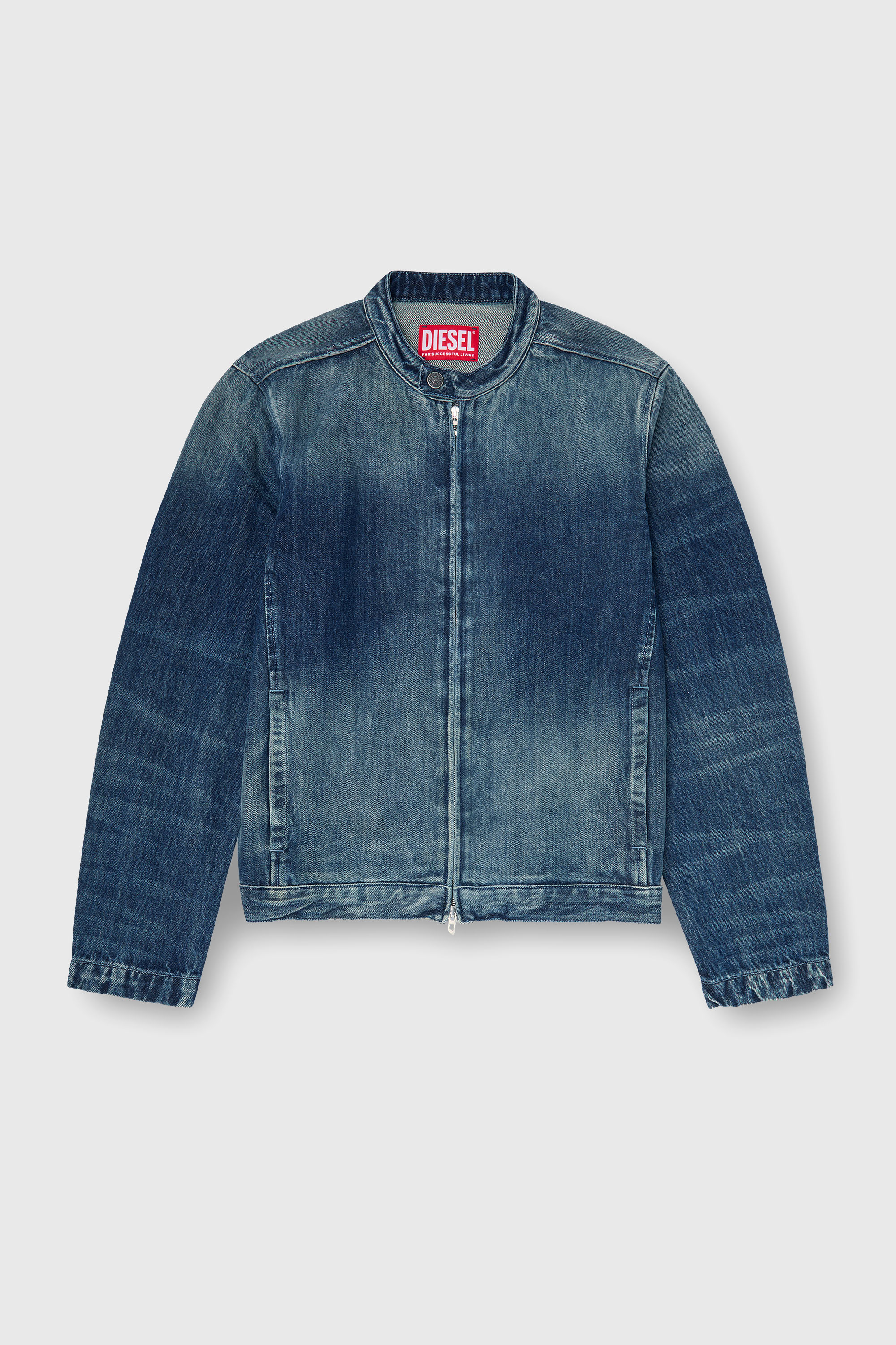 Diesel - D-GLORY-FSJ, Herren Jeansjacke im Biker-Stil aus denim in Mittelblau - 2