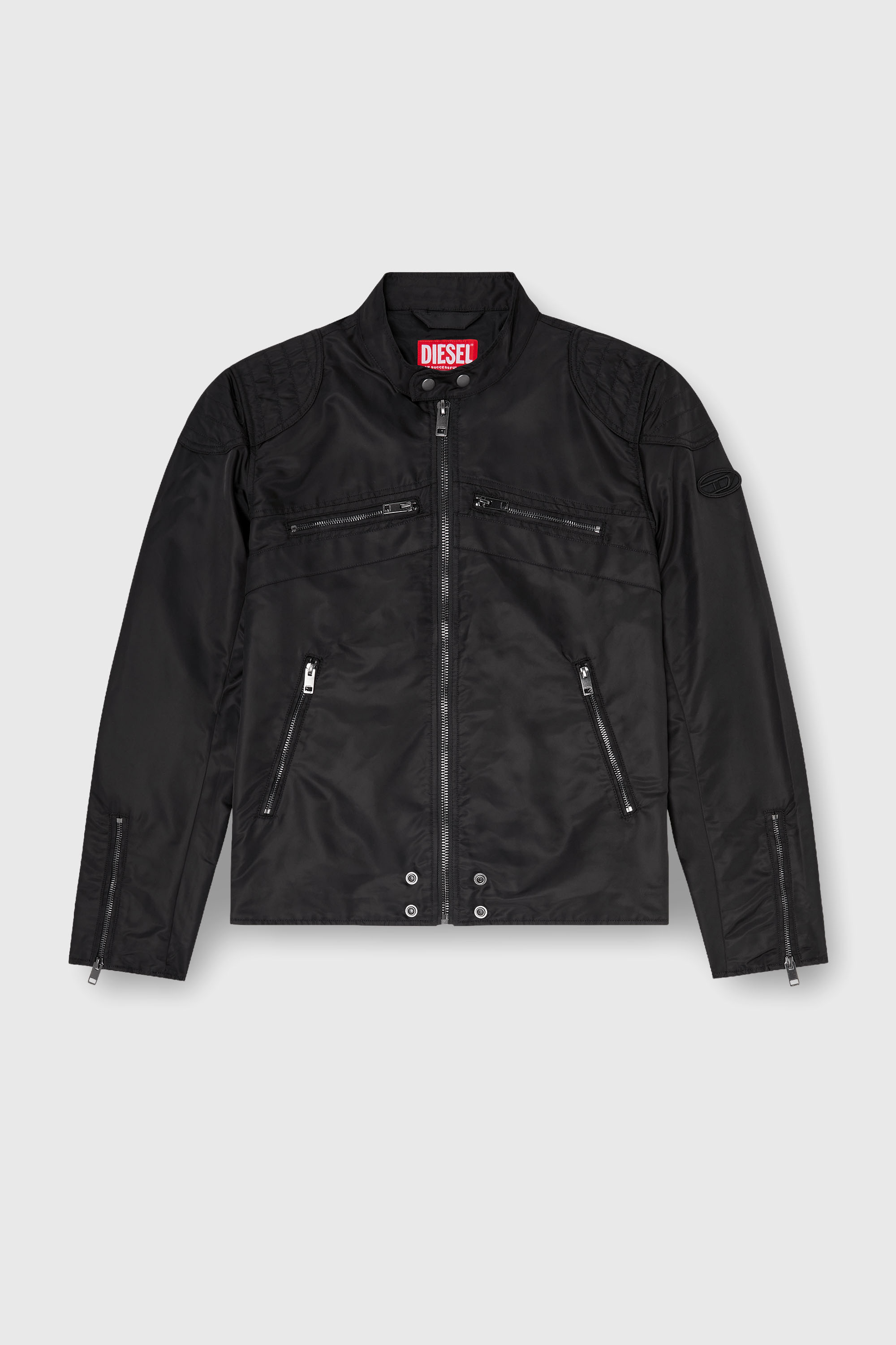 Diesel - J-GLORY-T92, Herren Nylonjacke mit gesteppten Schultern und Rei&szlig;verschlusstaschen in Schwarz - 2