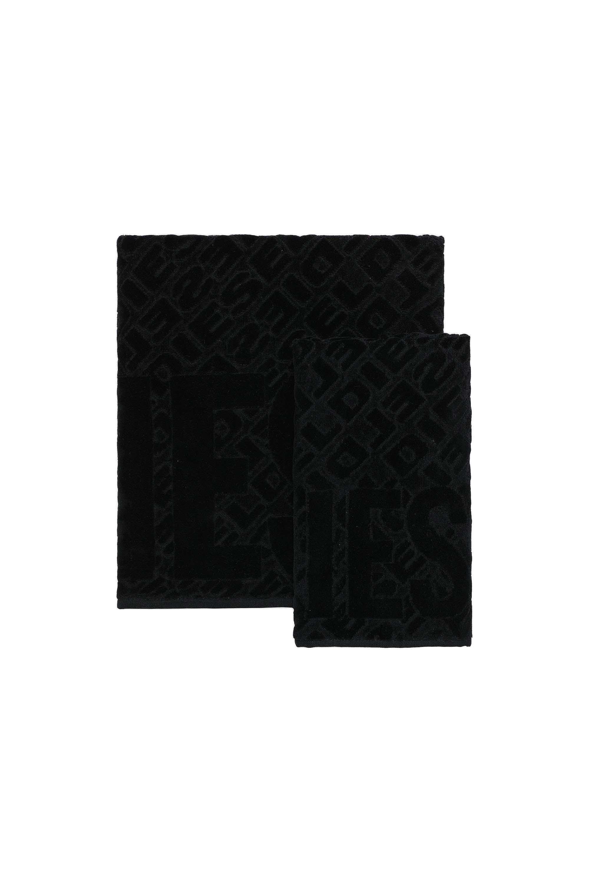 Diesel - COPP 3DLOGO         1+1, Unisex's Set of 2 towels 3D LOGO in Black - 1