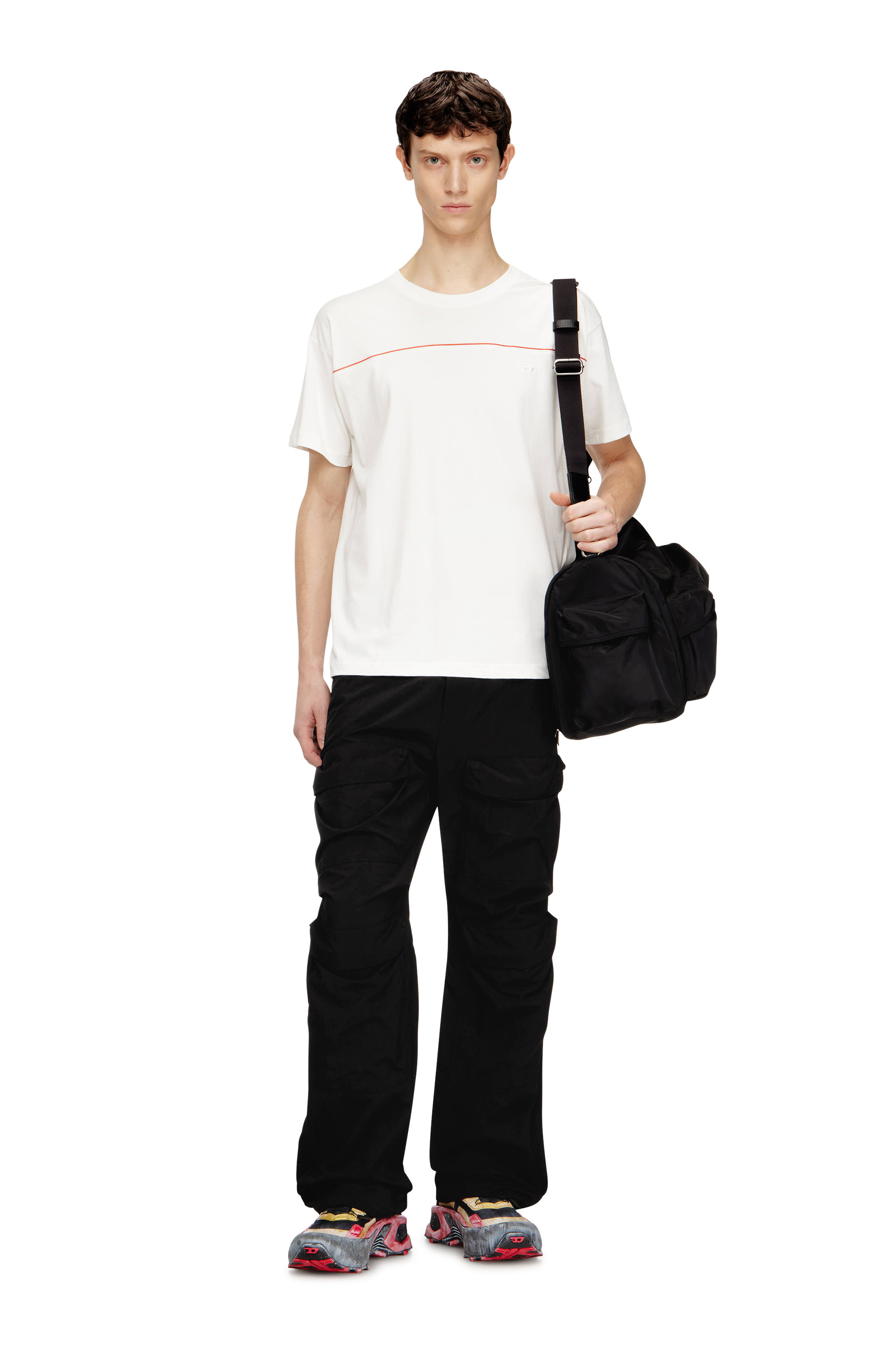 Diesel - T-NORM-PIPING, T-shirt con profili a contrasto Uomo in Bianco - 2