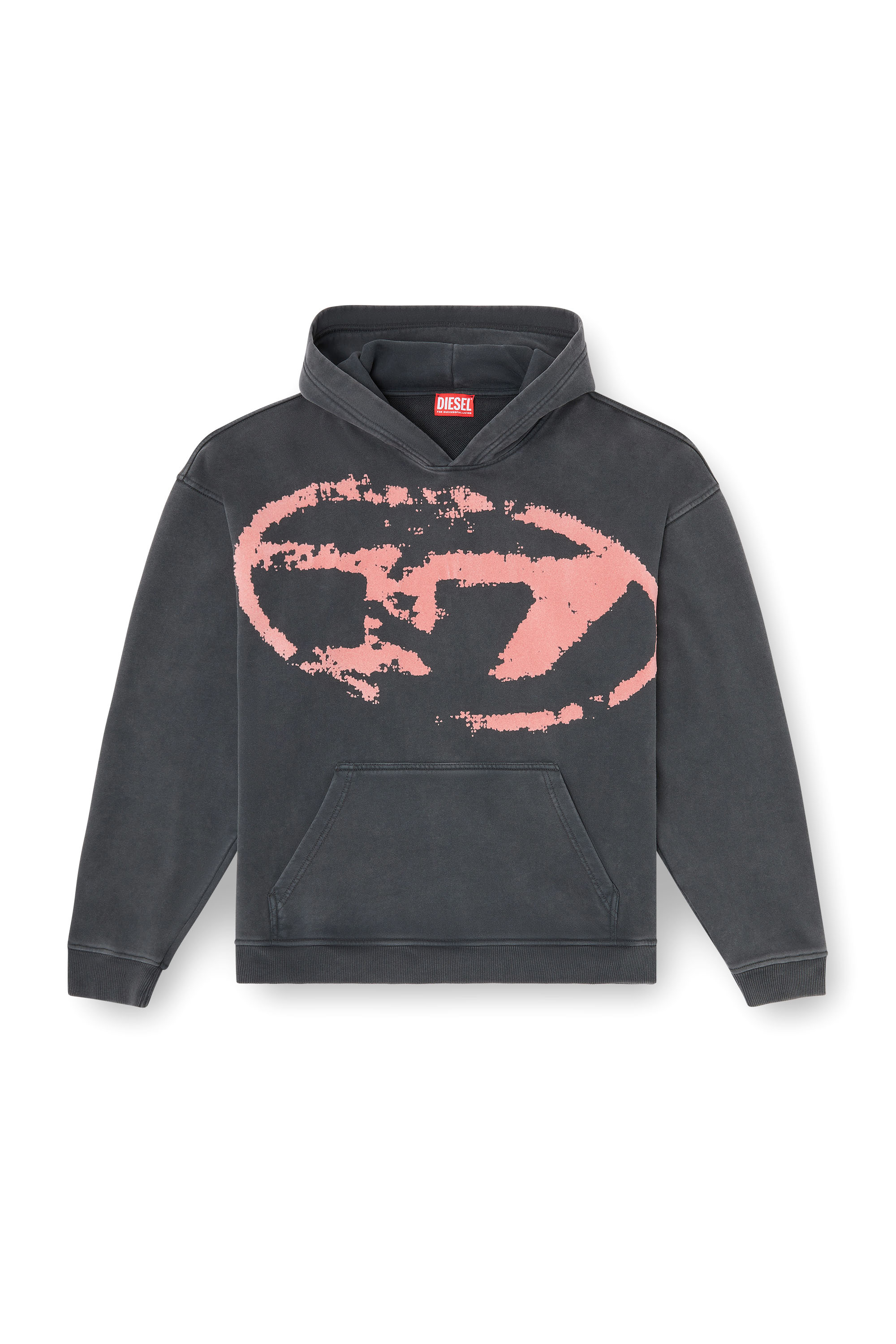 Diesel - S-BOXT-HOOD-R10, Hoodie con logo Oval D floccato Uomo in Nero - 3