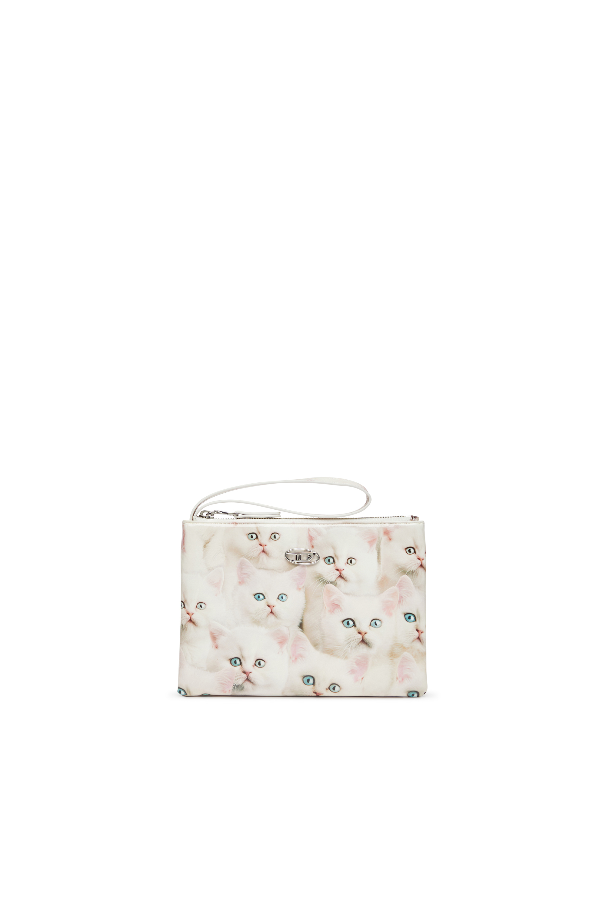 Diesel - PLAY POUCH II, Pochette en PU brillant imprimé Femme in Blanc - 1