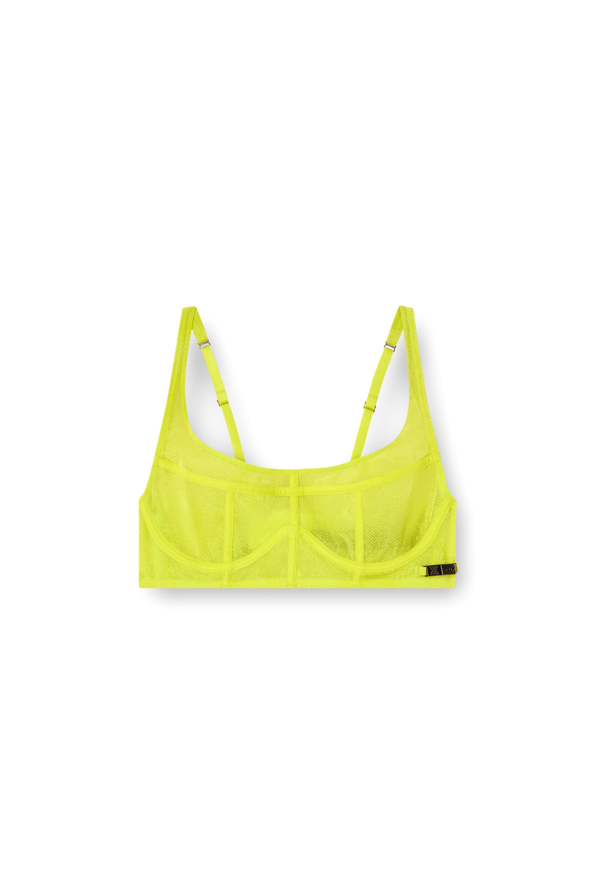 Diesel - LONGLINE-BRA, Soutien-gorge bustier en résille floquée Femme in Vert - 4