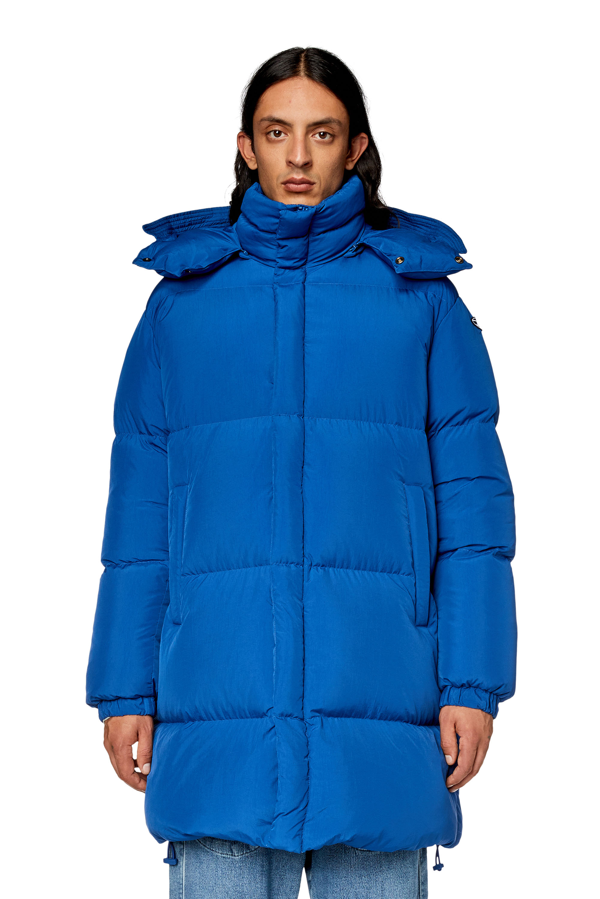 Diesel - W-ROLFYS-LONG, Manteau en duvet avec traitement ViralOff® Homme in Bleu - 5